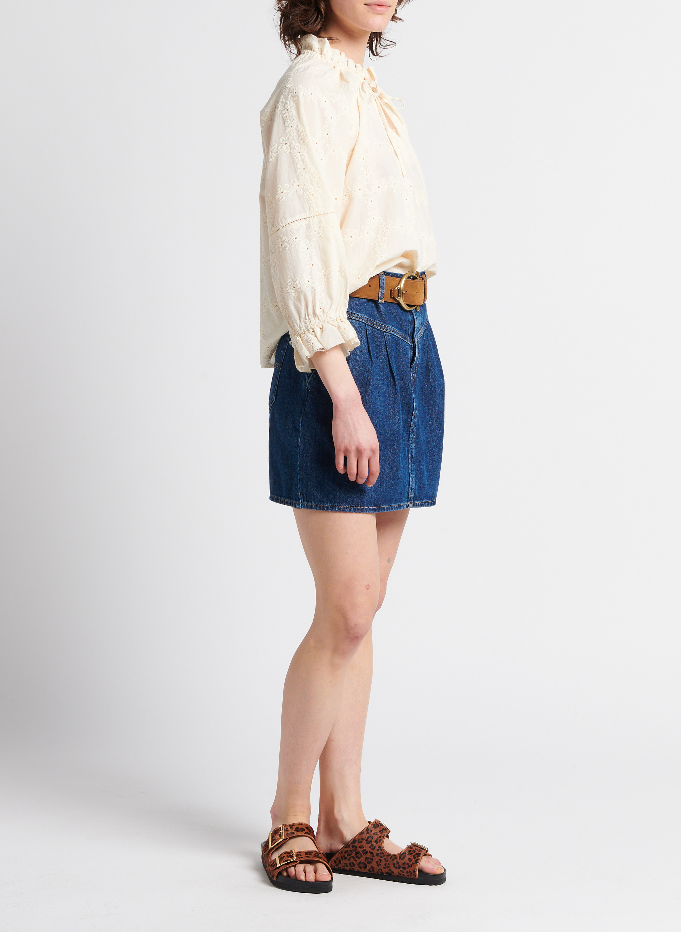 Ceinture en cuir velours IKKS Marron