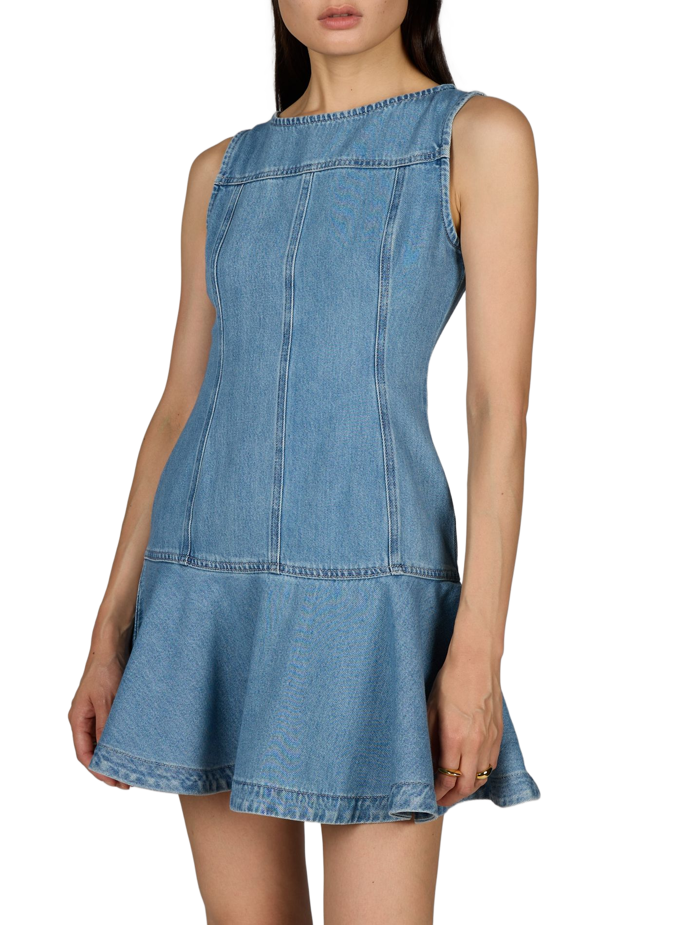 Flared Tselara dress in blended cotton TOPSHOP Blue