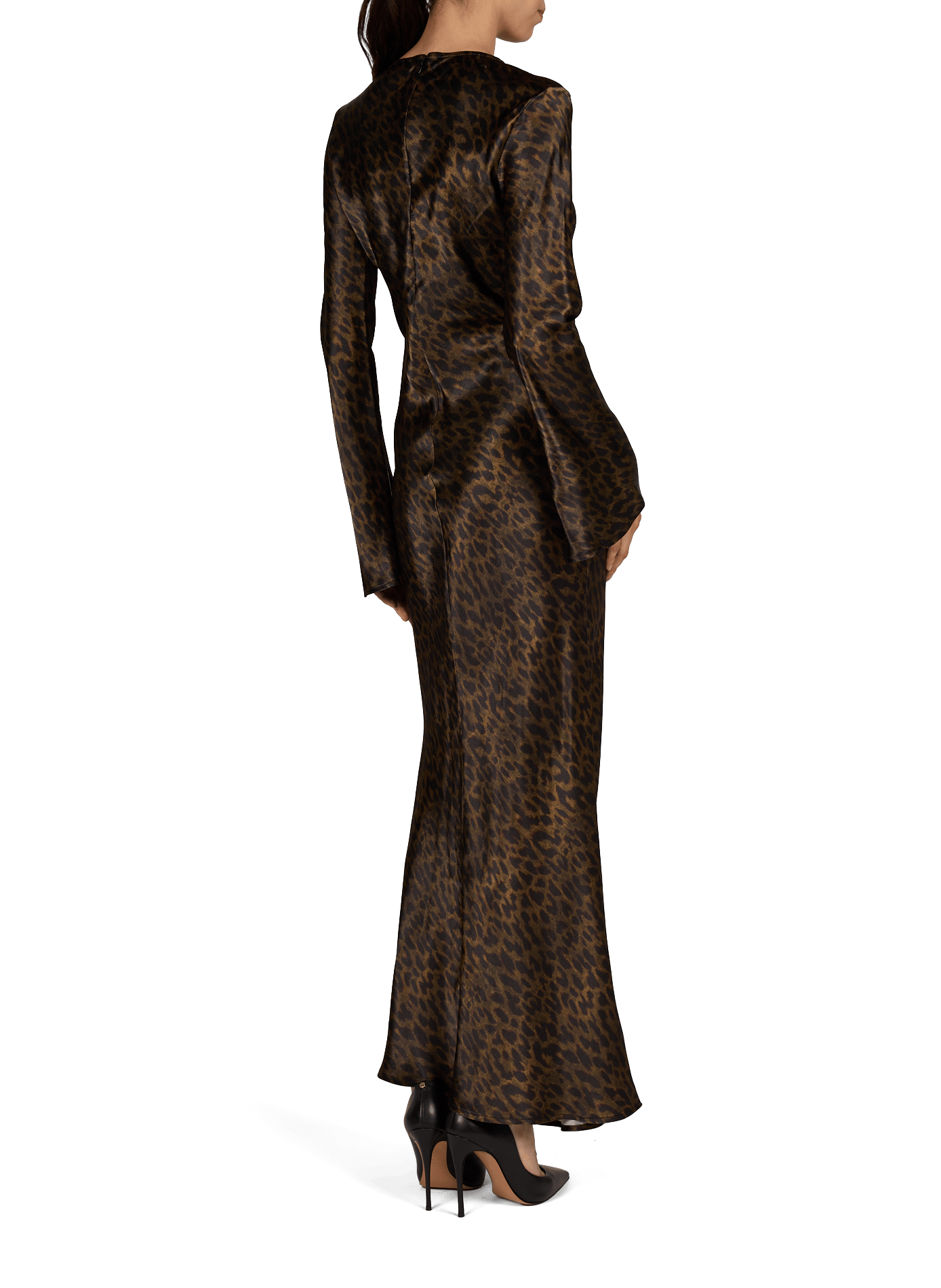 Langes, taillierte Maxikleid mit Animalprint ROUGE EDIT Braun