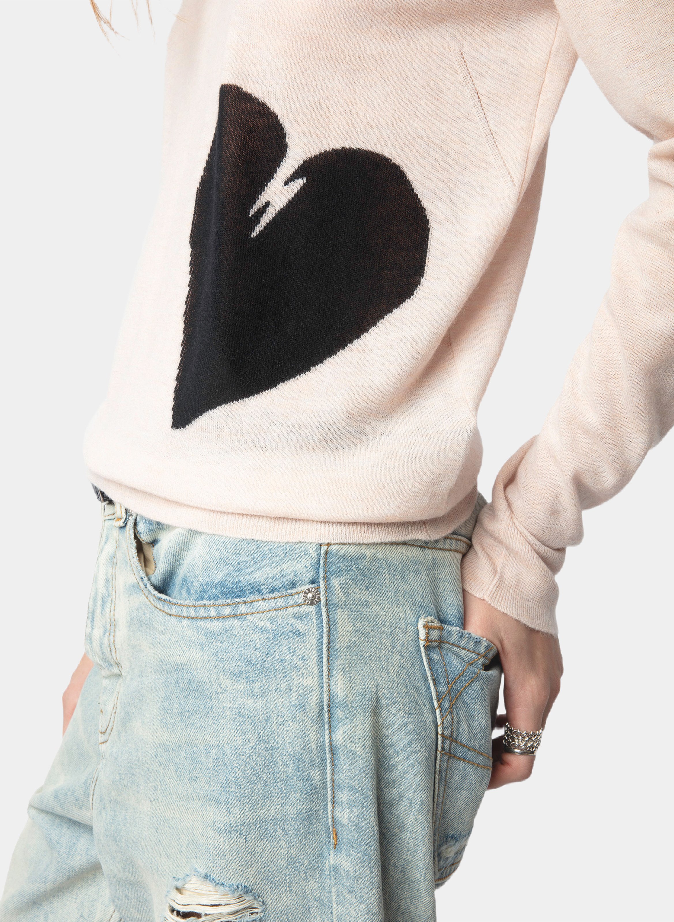 Pull droit imprimé en cachemire pravis ZADIG&VOLTAIRE Rose