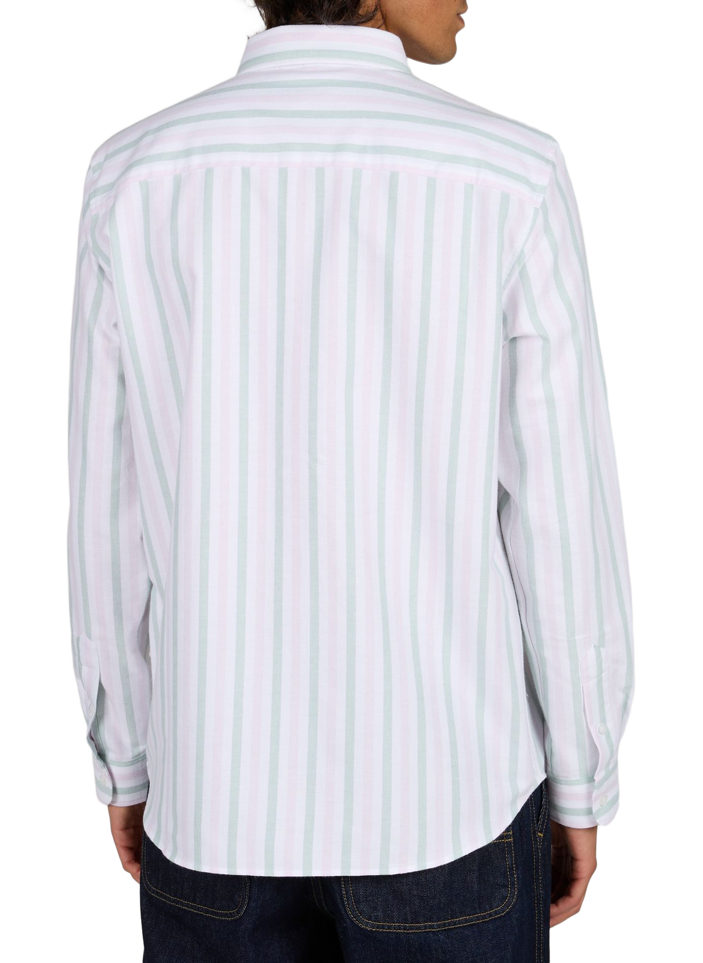 Straight shirt with buttoned collar, striped in cotton MAISON LABICHE Green