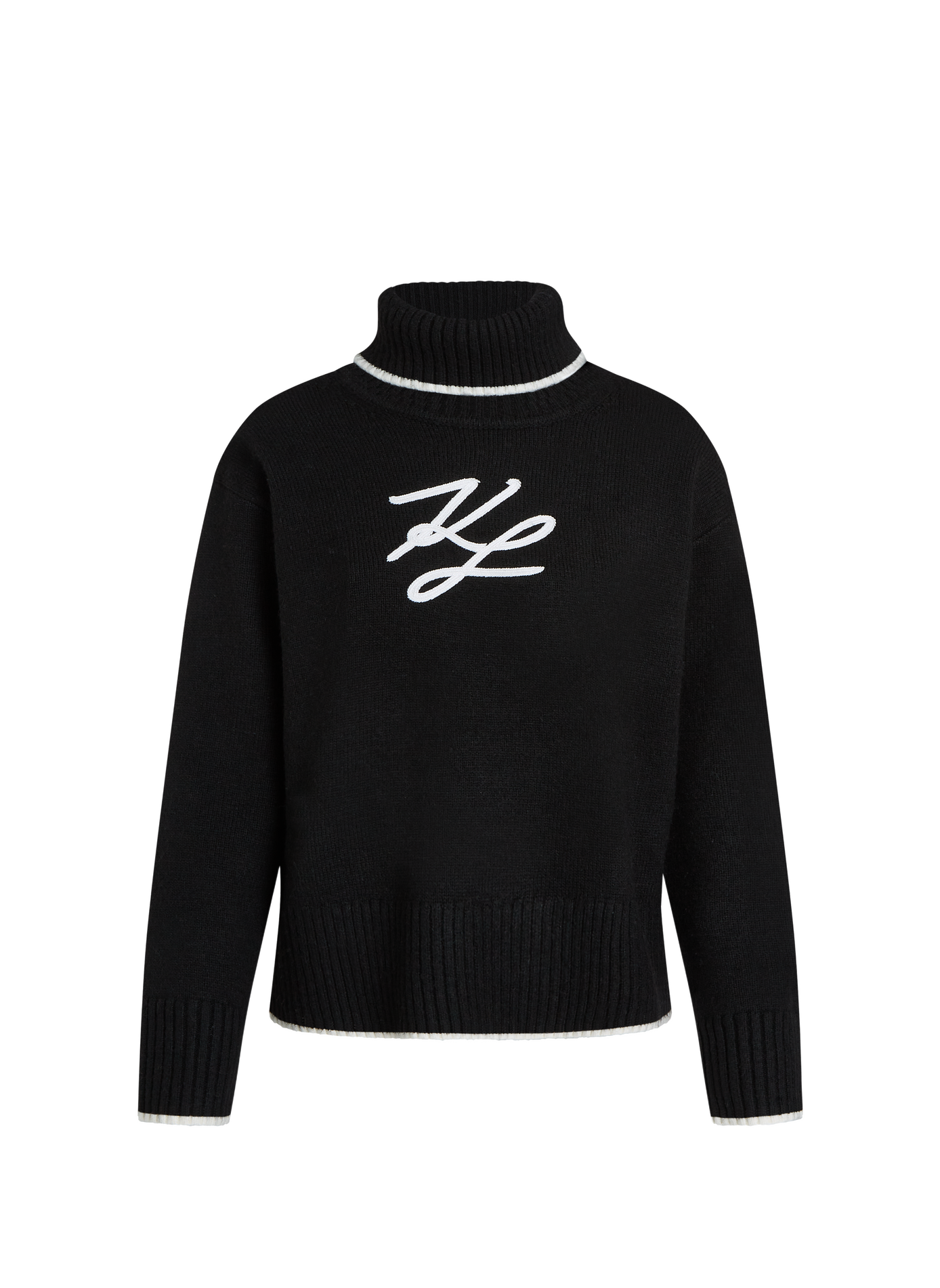 Pull ample col roulé en laine mélangée KARL LAGERFELD Noir