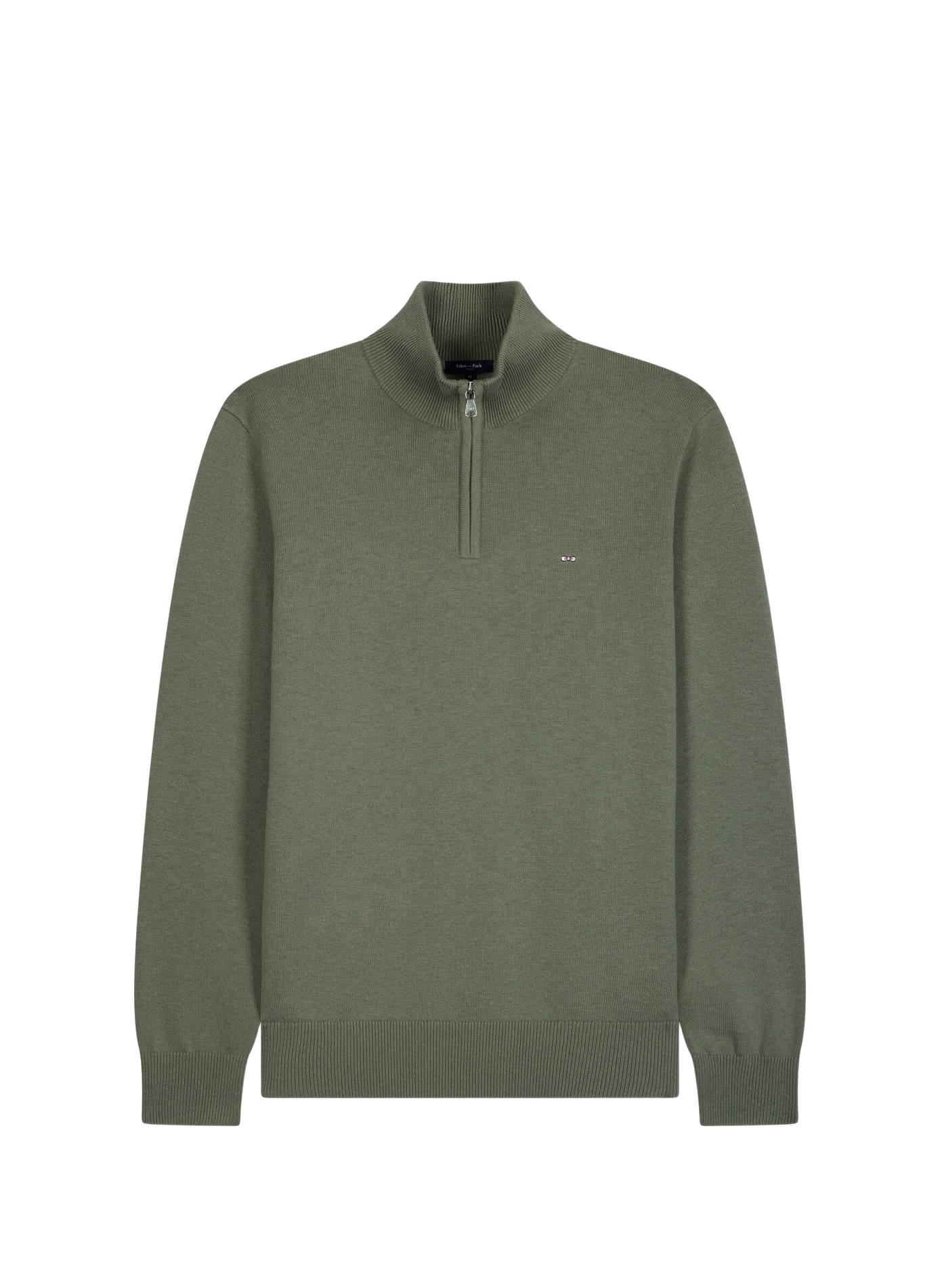 Zip-Up High-Neck Sweater in Wool Blend | Khaki EDEN PARK Men