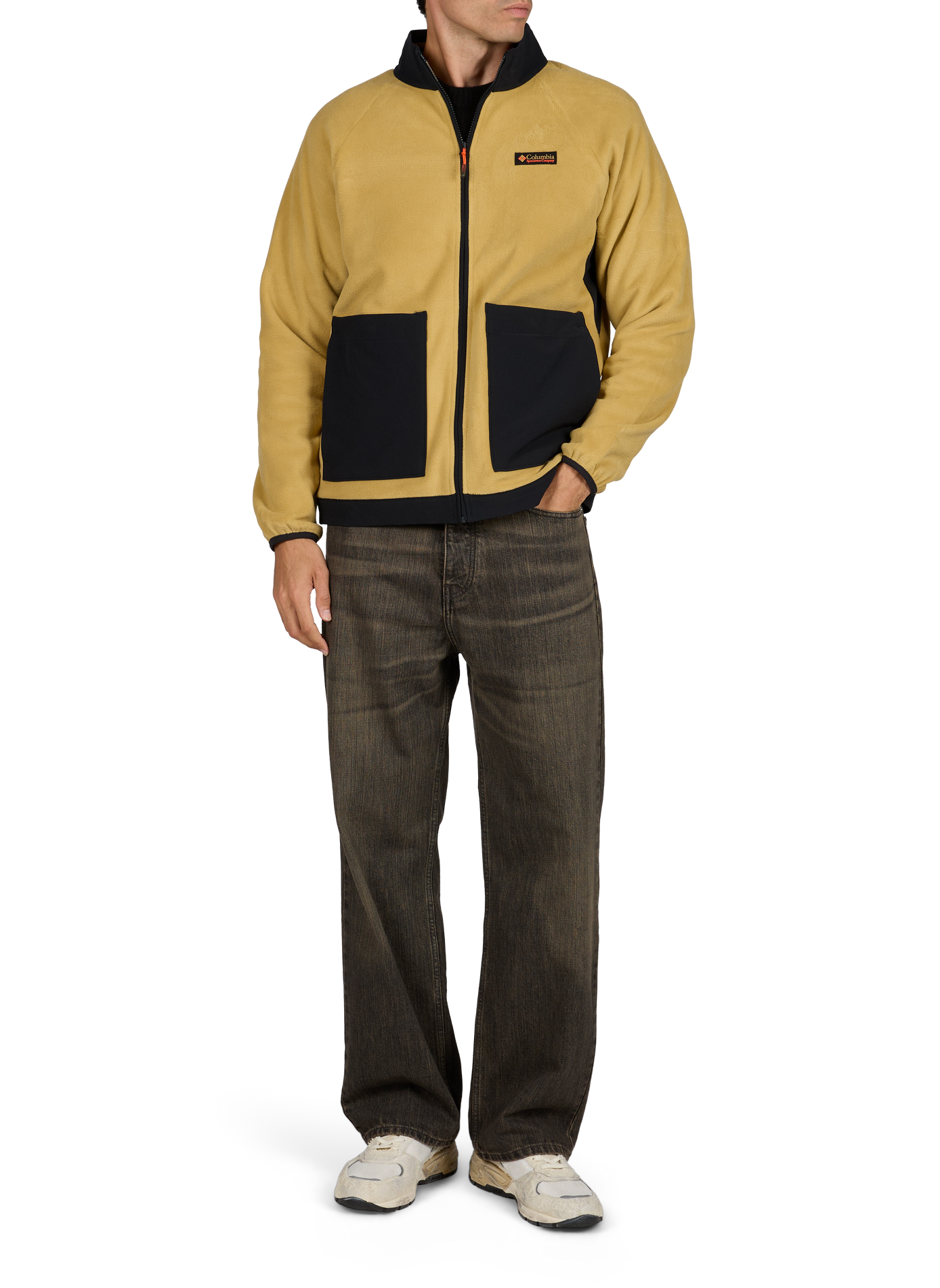 Plain zip-up high-neck fleece COLUMBIA Yellow