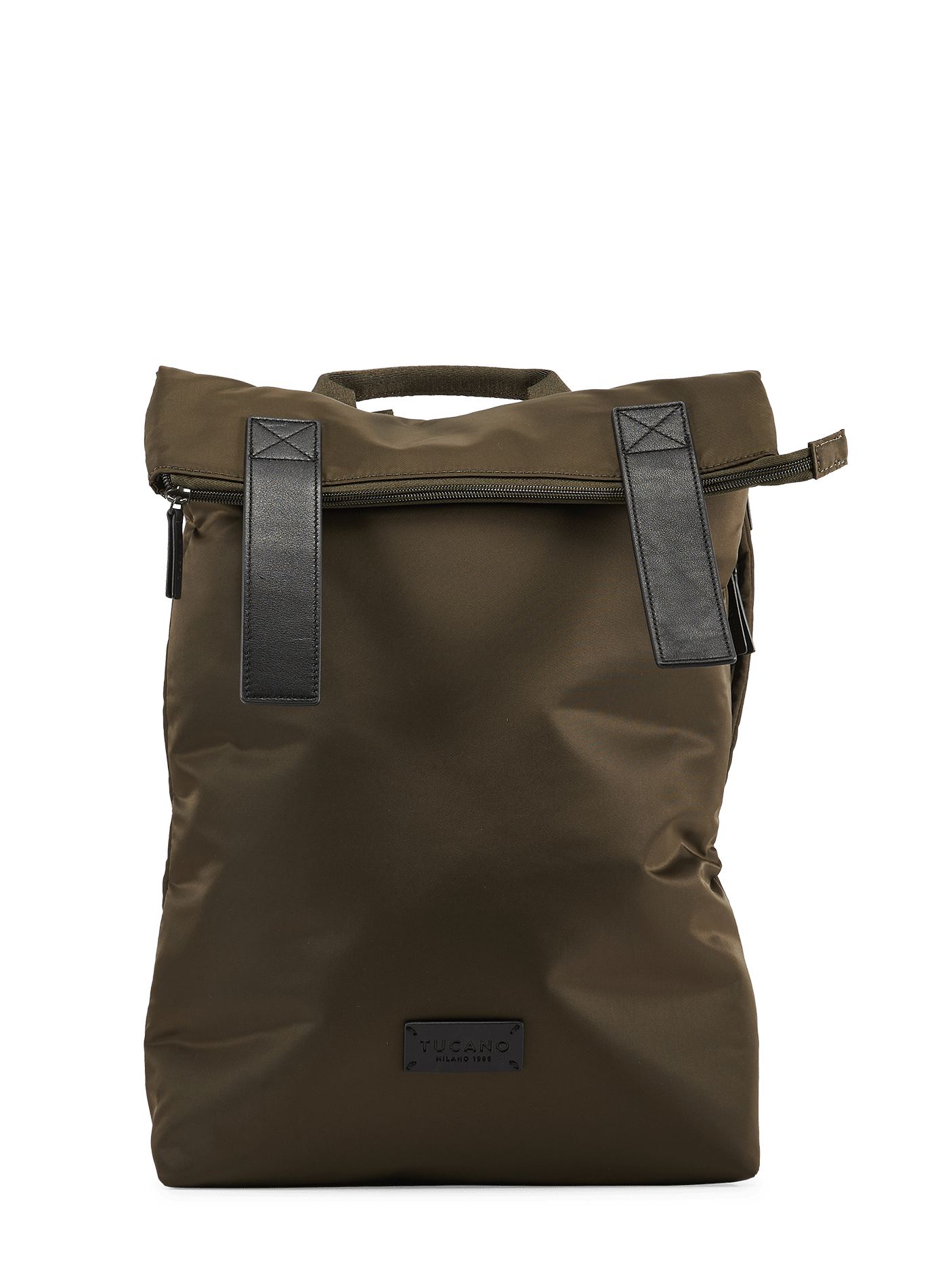 Nylon and Saffiano leather backpack TUCANO Khaki