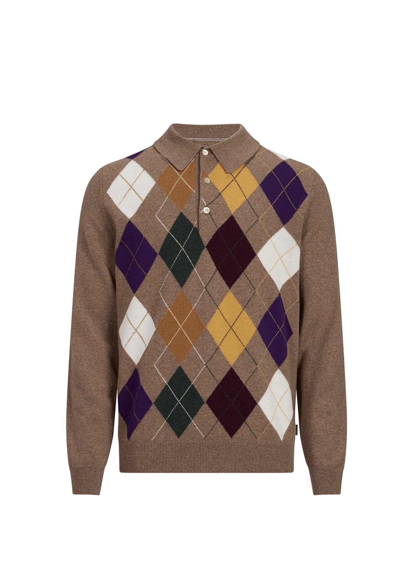 Diamond-Pattern Wool Polo-Neck Sweater GANT Brown
