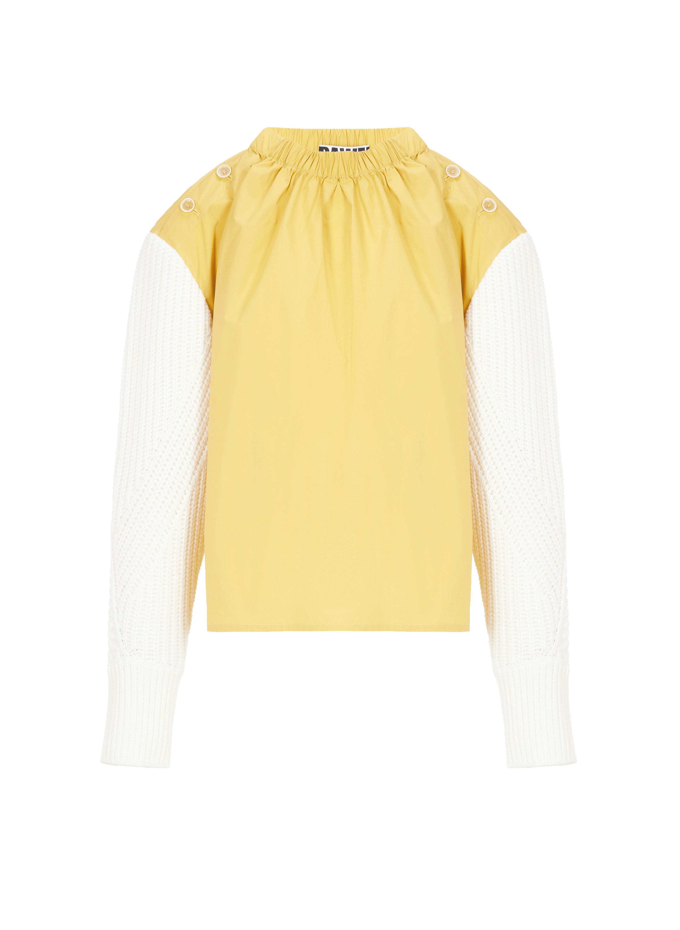 Top bi-matière en coton et laine vierge