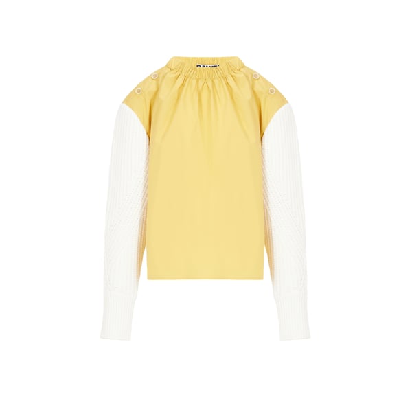 Top bi-matière en coton et laine vierge