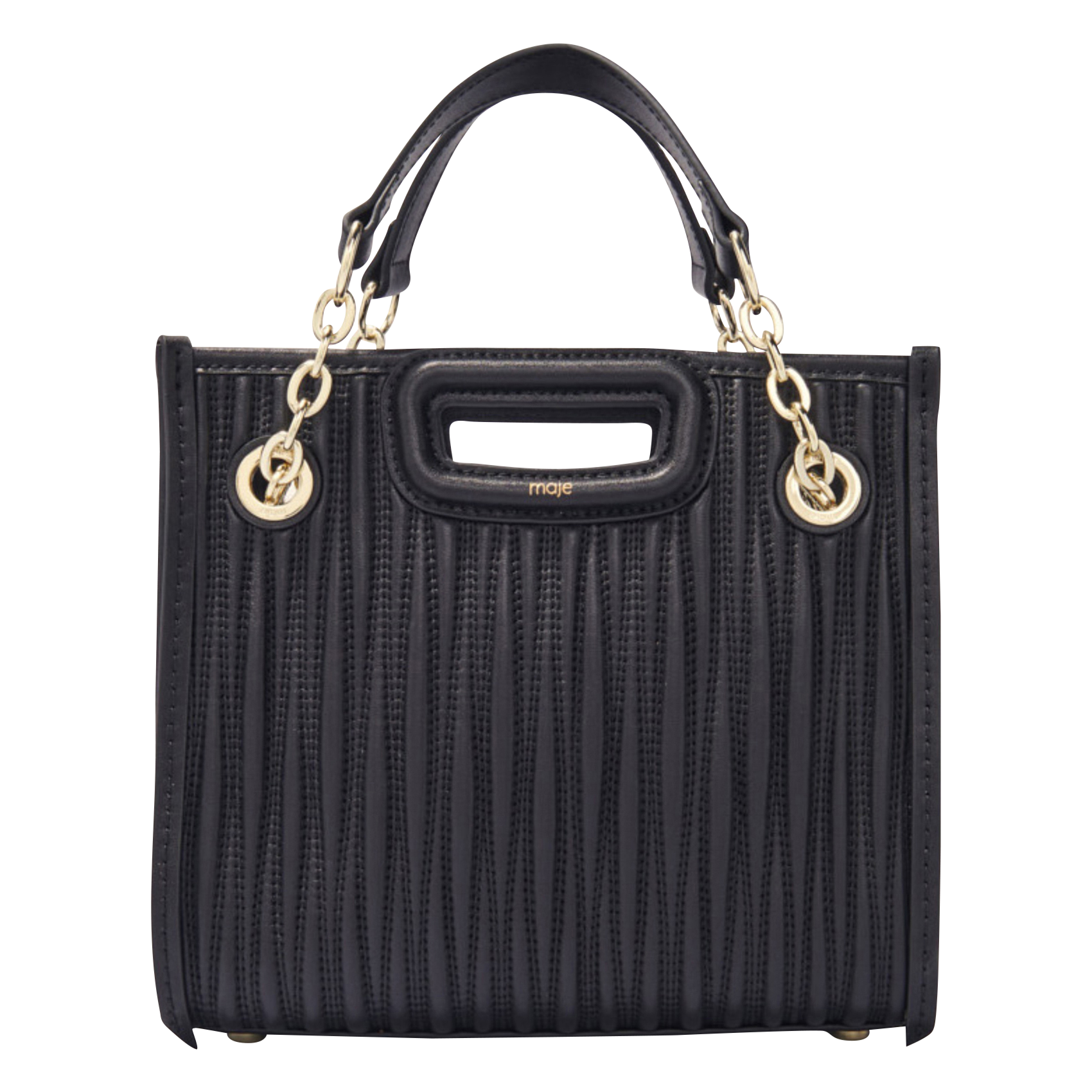 Sac bandoulière en cuir m cabas mini MAJE Noir