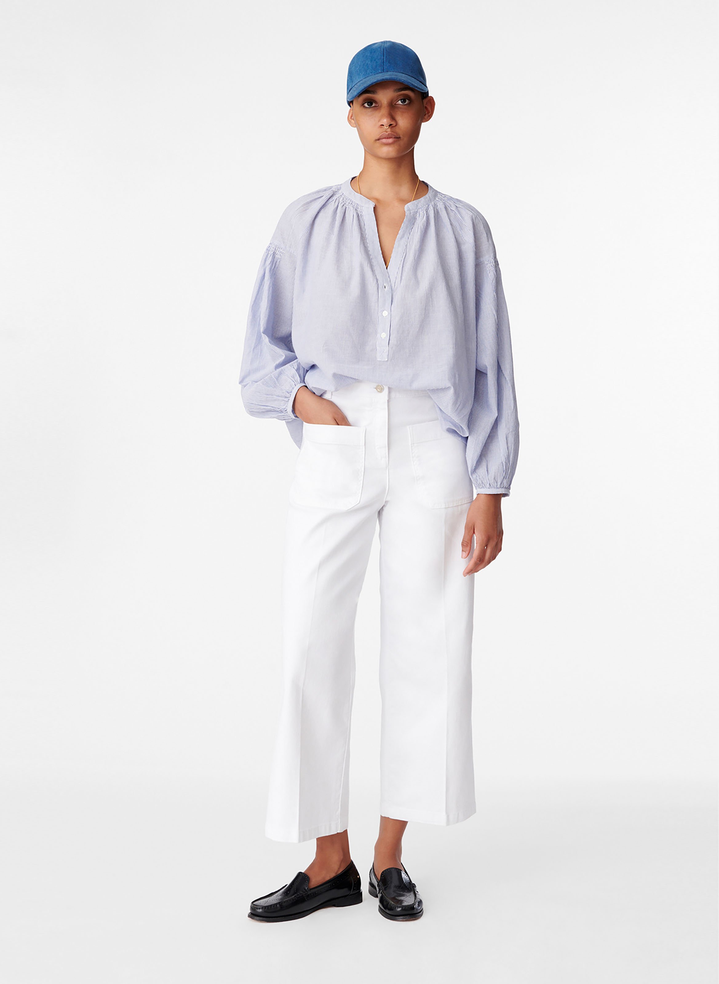VANESSA BRUNO Jean crop helias Blanc