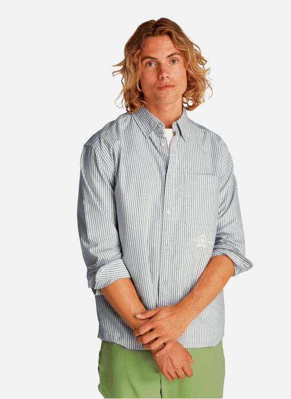Striped fluid cotton shirt Blue by TOMMY HILFIGER TOMMY HILFIGER Striped fluid cotton shirt Blue