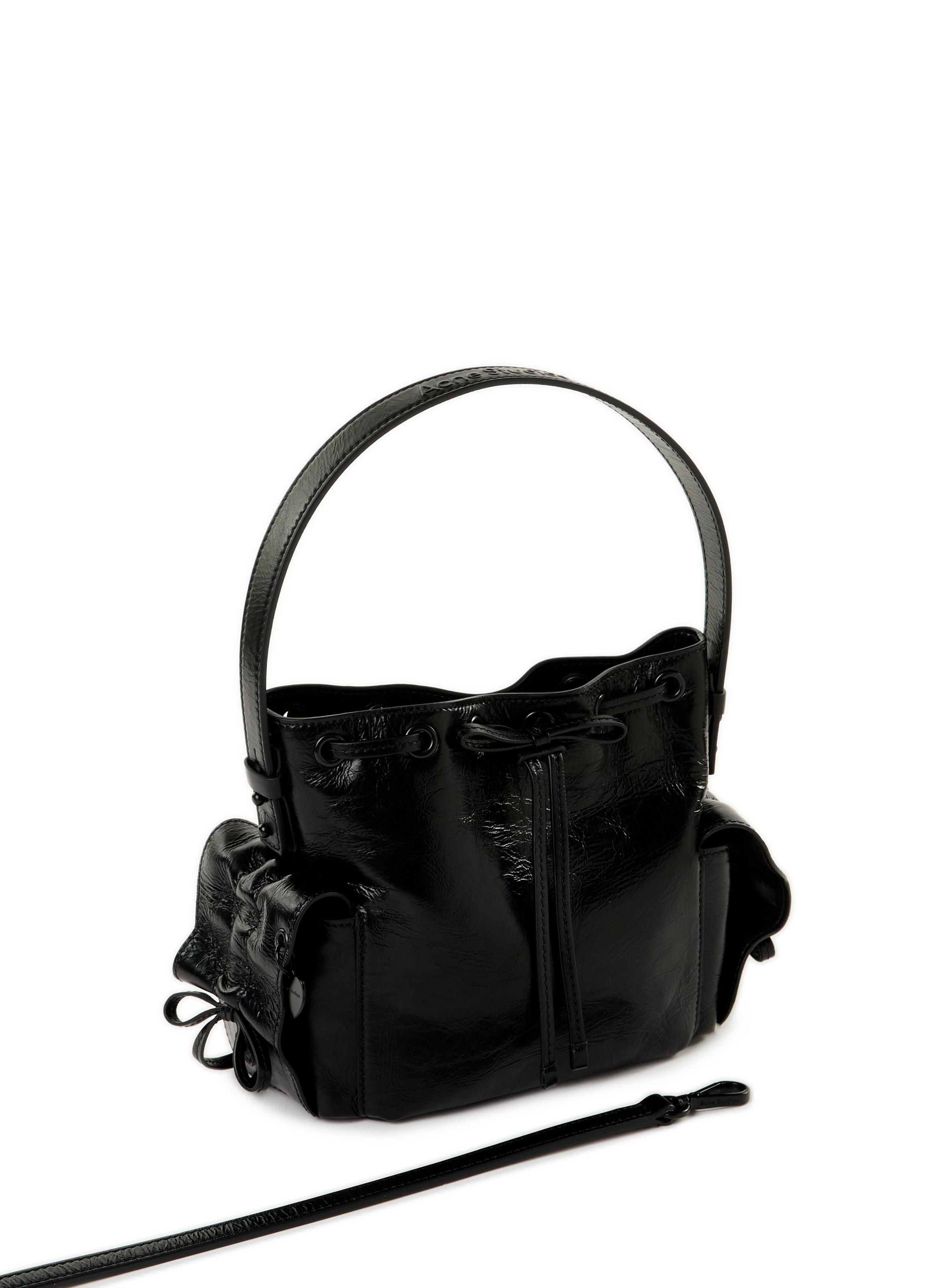 Mini sac seau multi-poches en cuir ACNE STUDIOS Noir