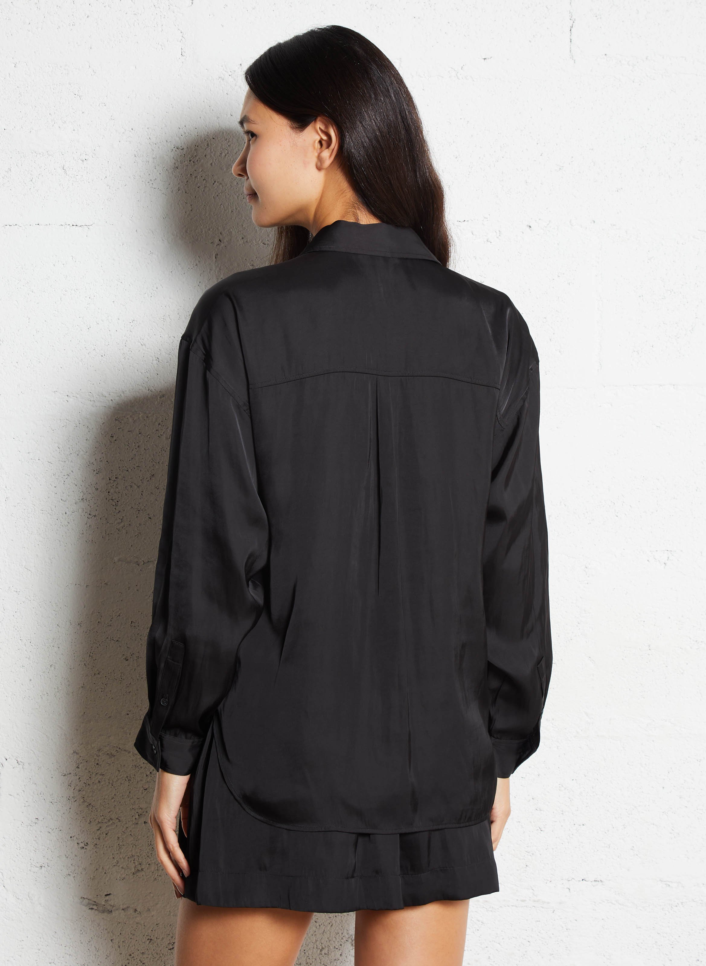 Robe courte en satin IKKS Noir