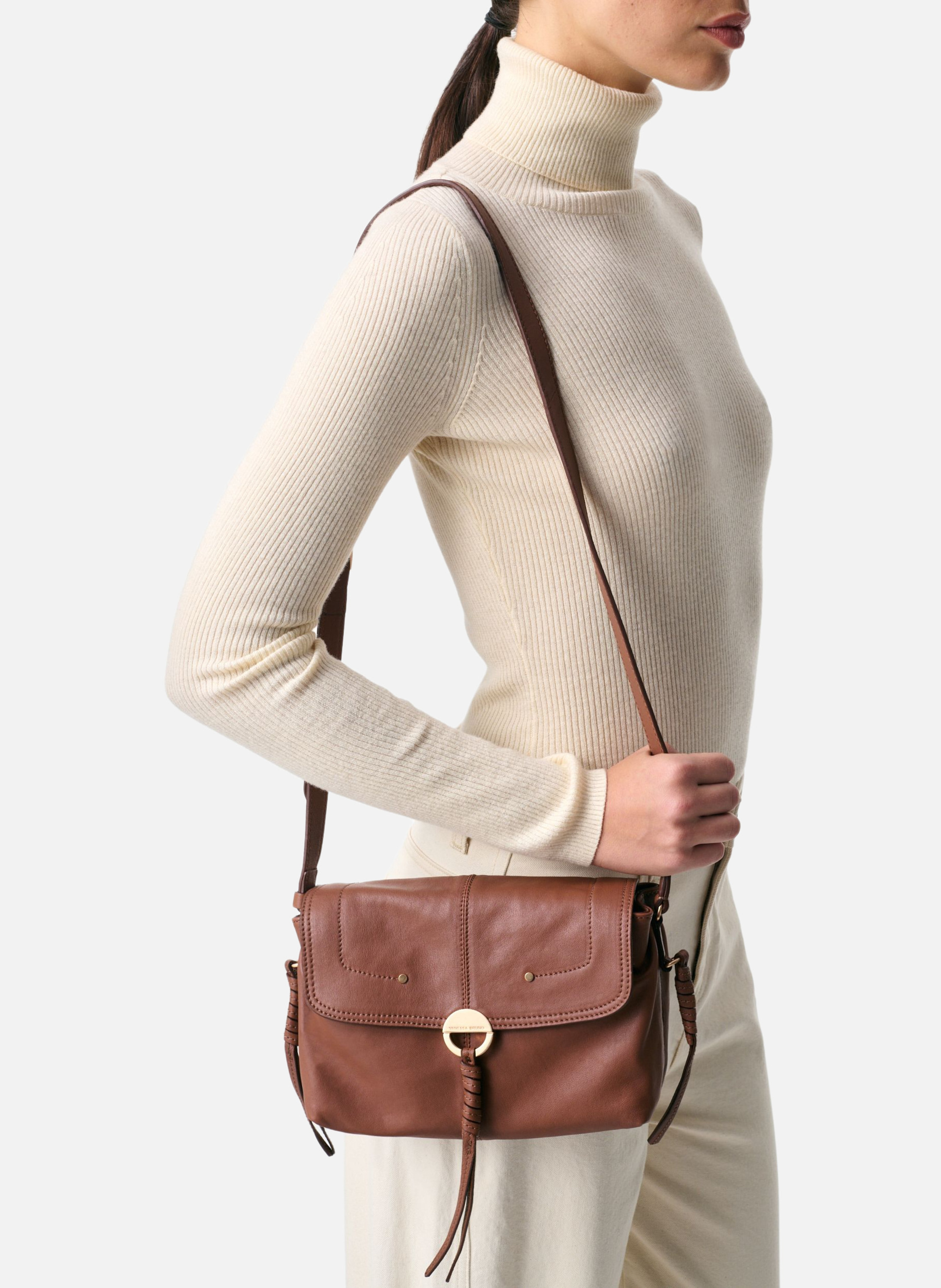 Sac à rabat othilia en cuir VANESSA BRUNO Marron