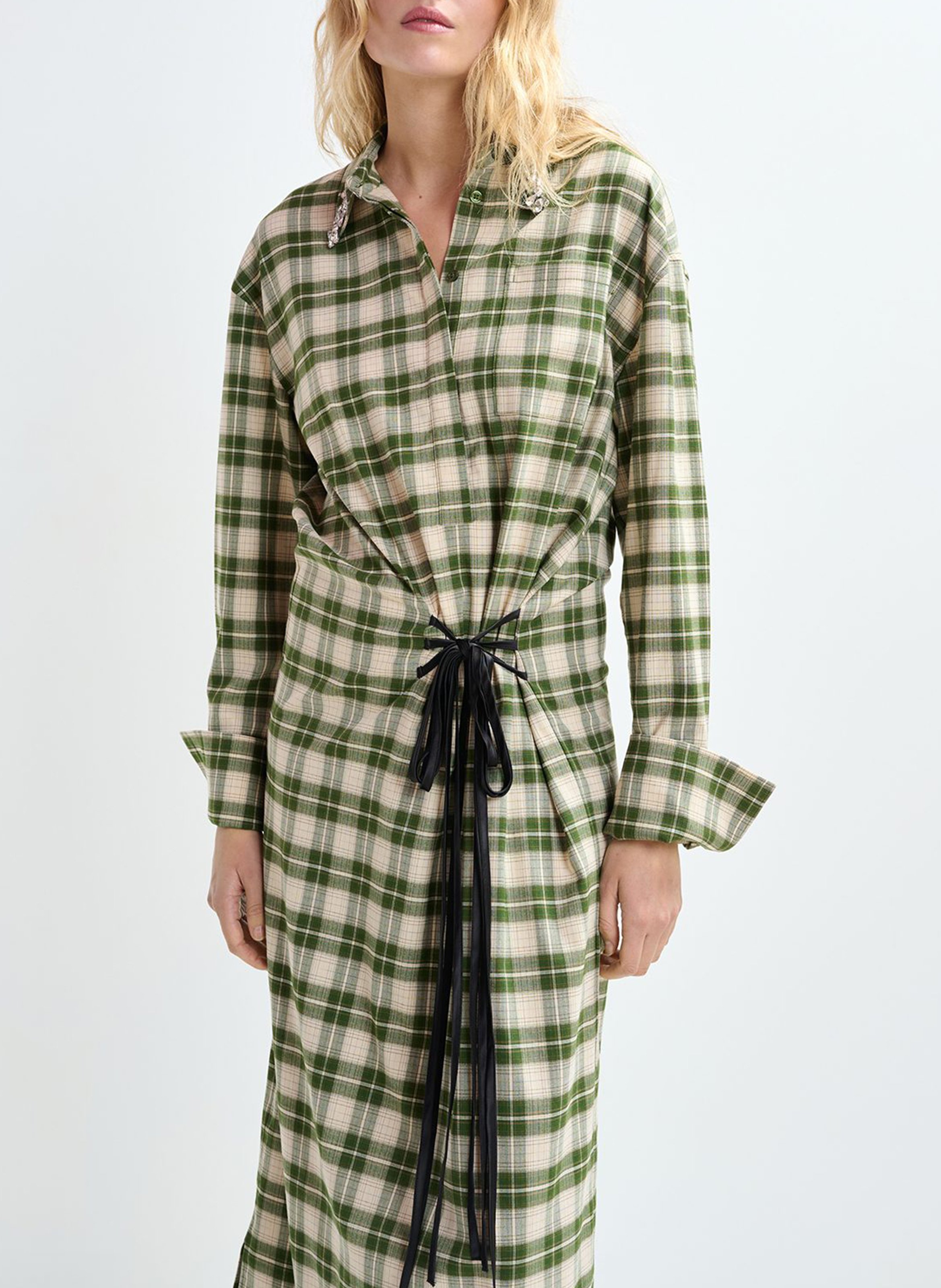 Robe longue col classique imprimée jid ESSENTIEL ANTWERP Vert