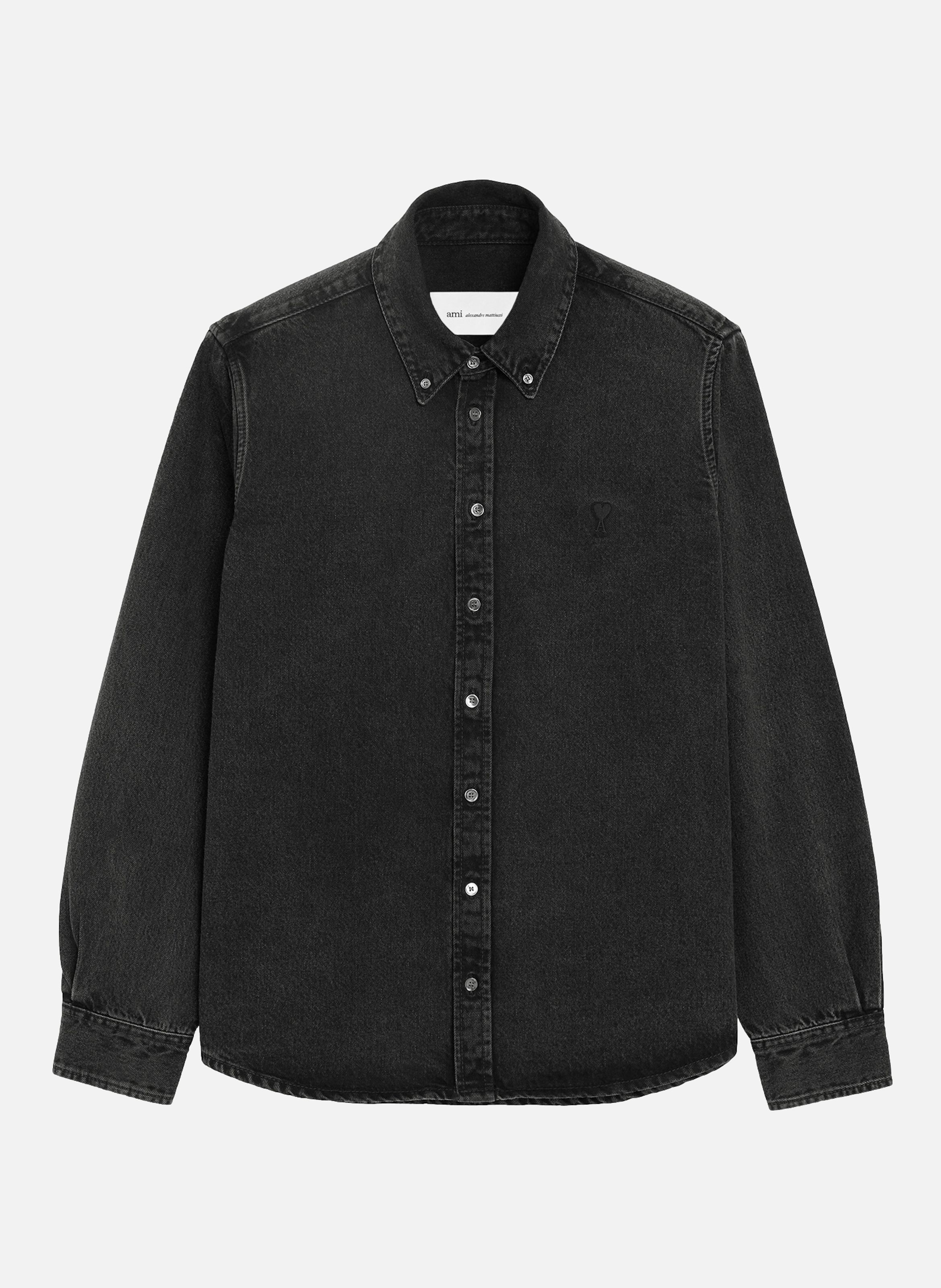 Chemise denim ami de coeur unisexe en coton AMI PARIS Noir