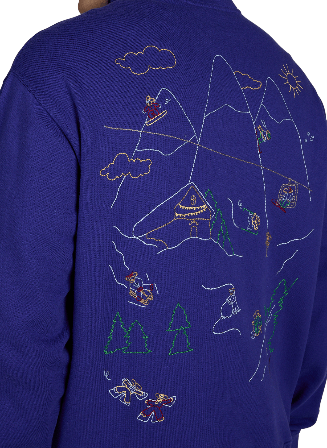 Pull zippé brodé en coton MAISON LABICHE Bleu