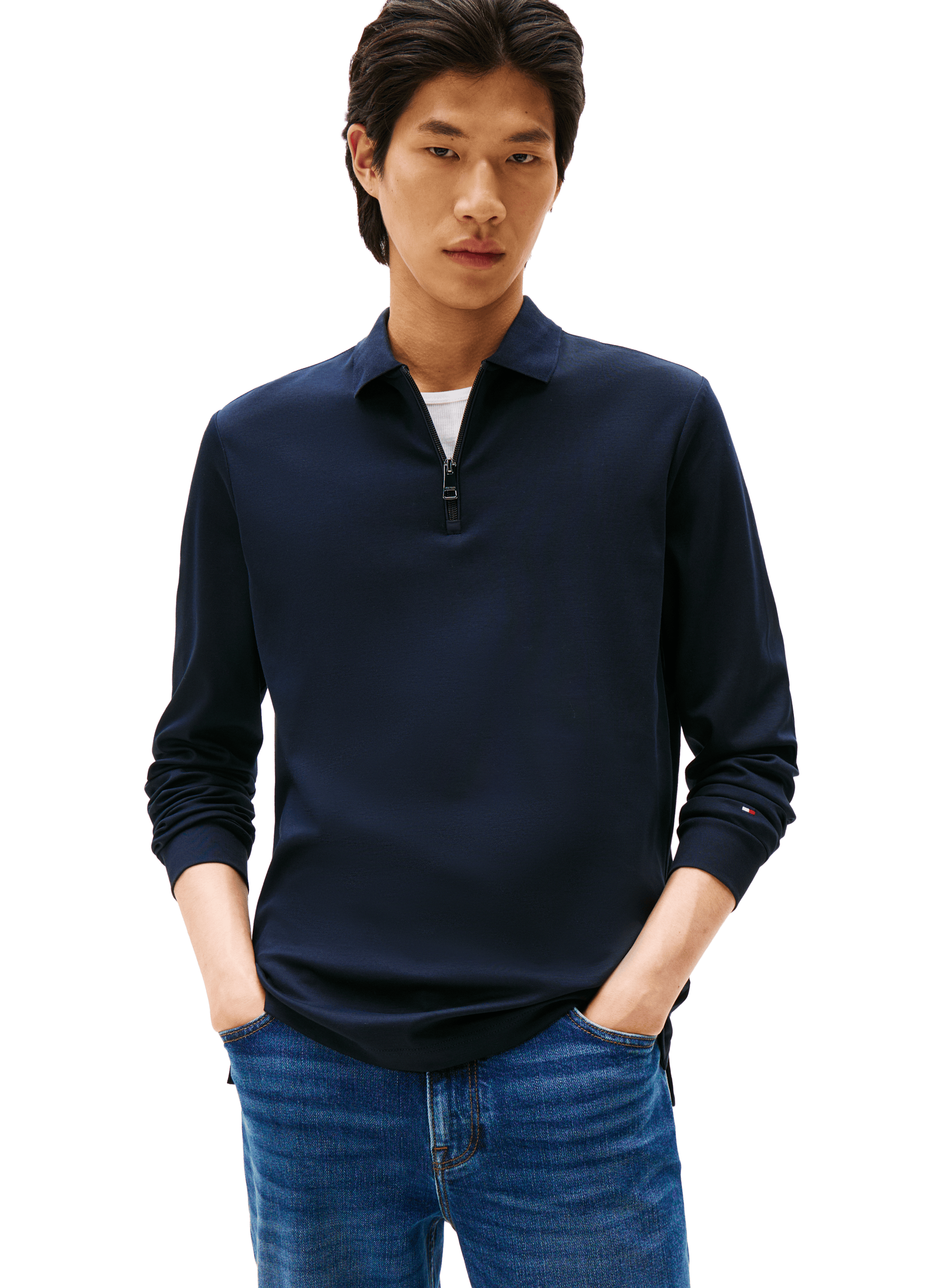 Straight-cut cotton polo shirt TOMMY HILFIGER Blue