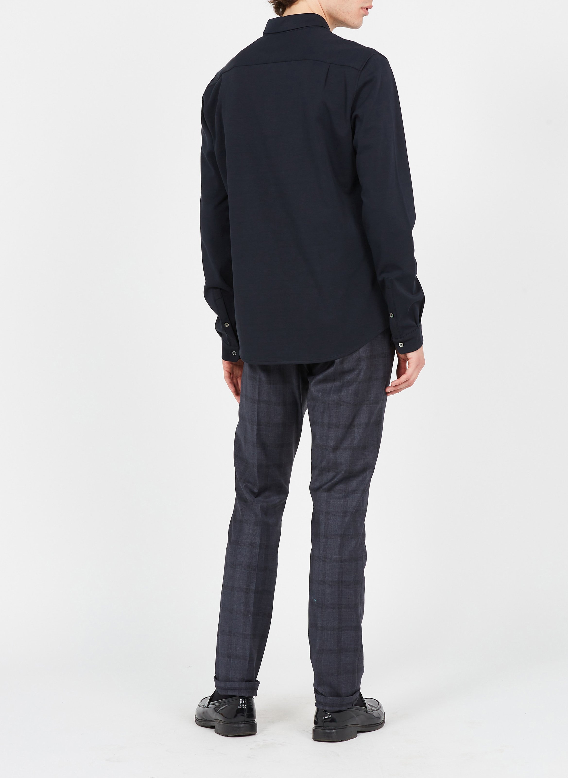 Chemise col classique slim-fit en coton stretch IKKS Bleu