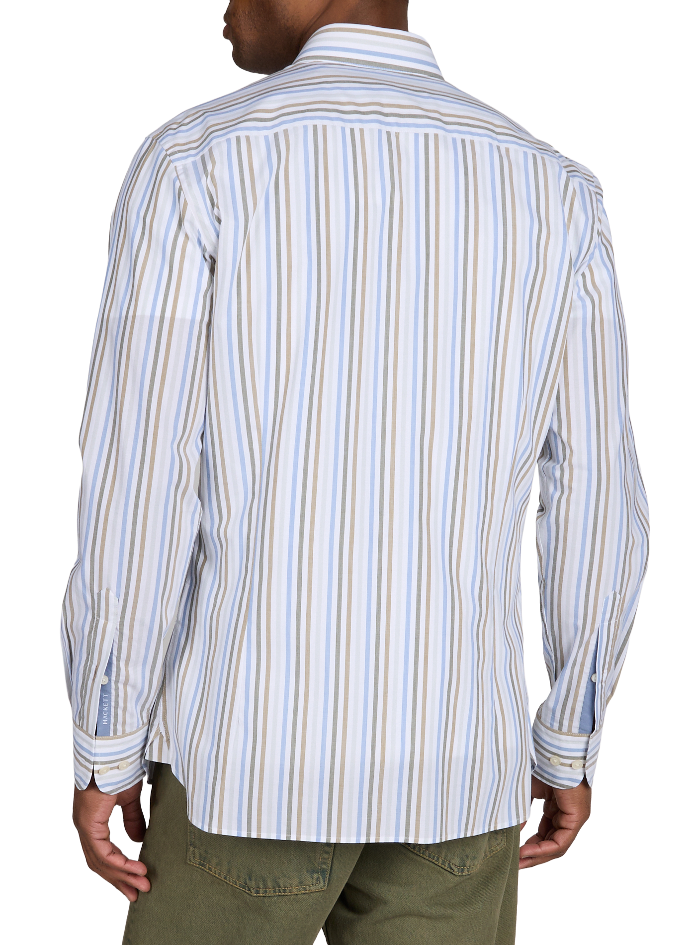 Chemise à rayures col classique en coton HACKETT Vert