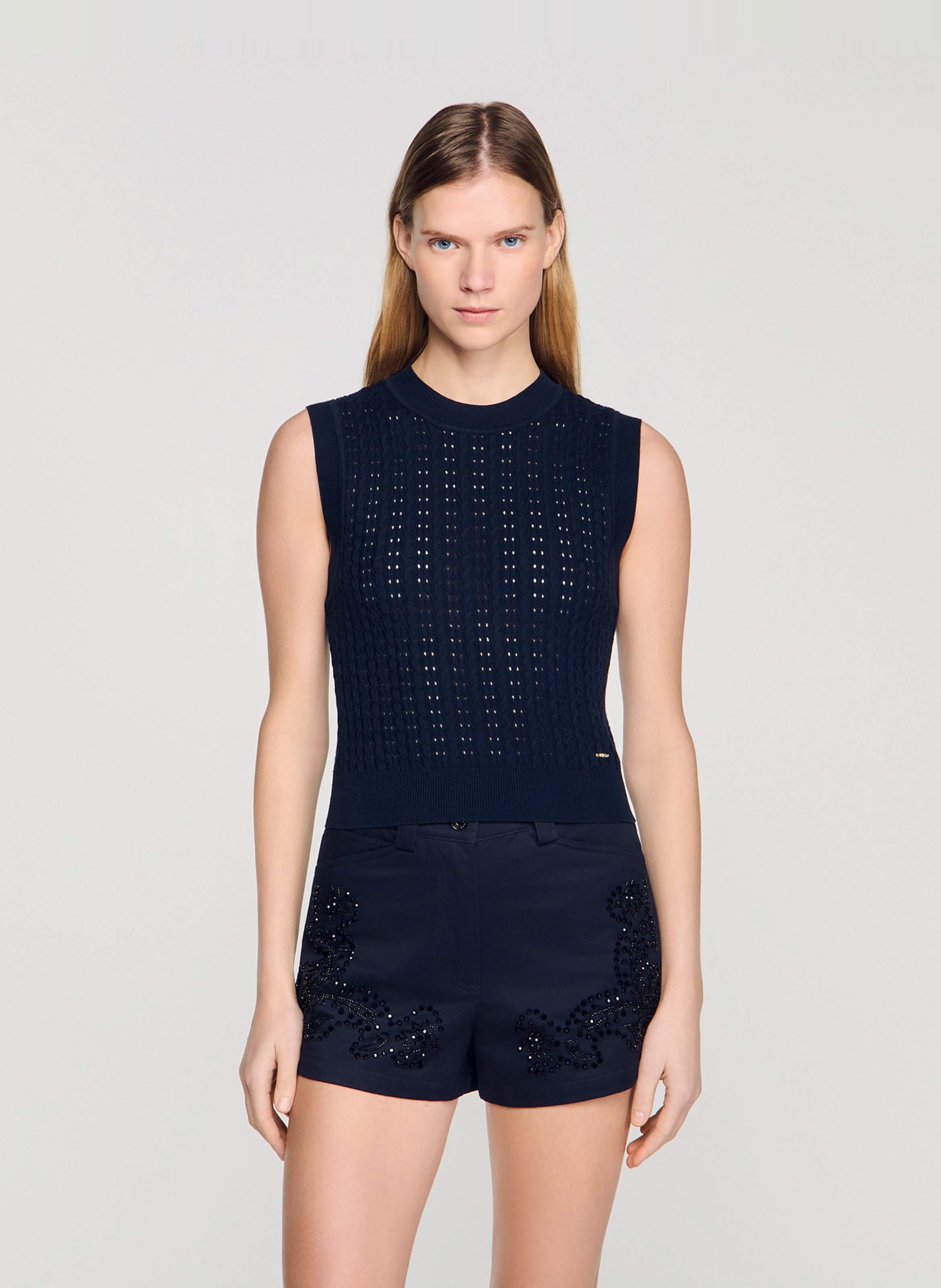 Pull col rond SANDRO Bleu