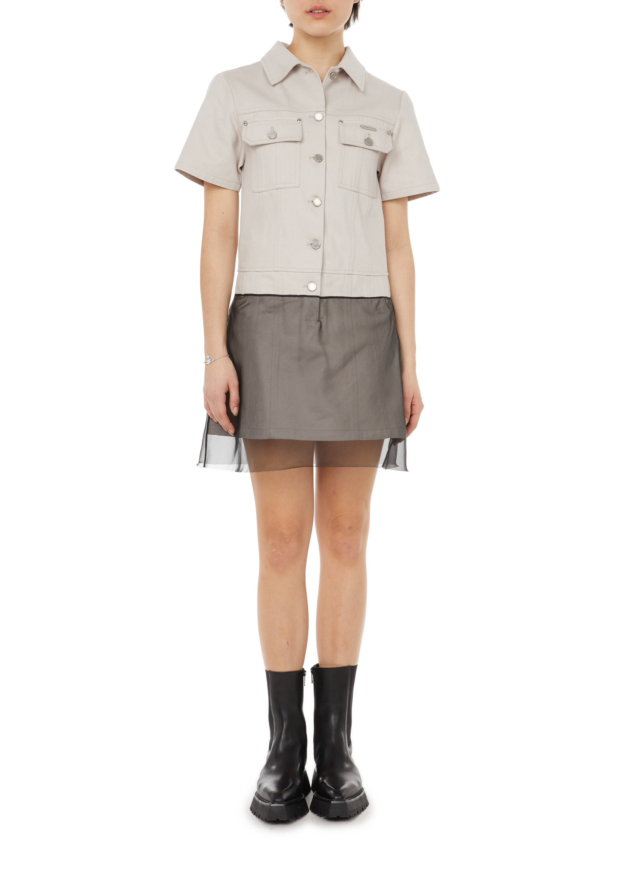 Cotton denim dress PRIVATE POLICY Grey