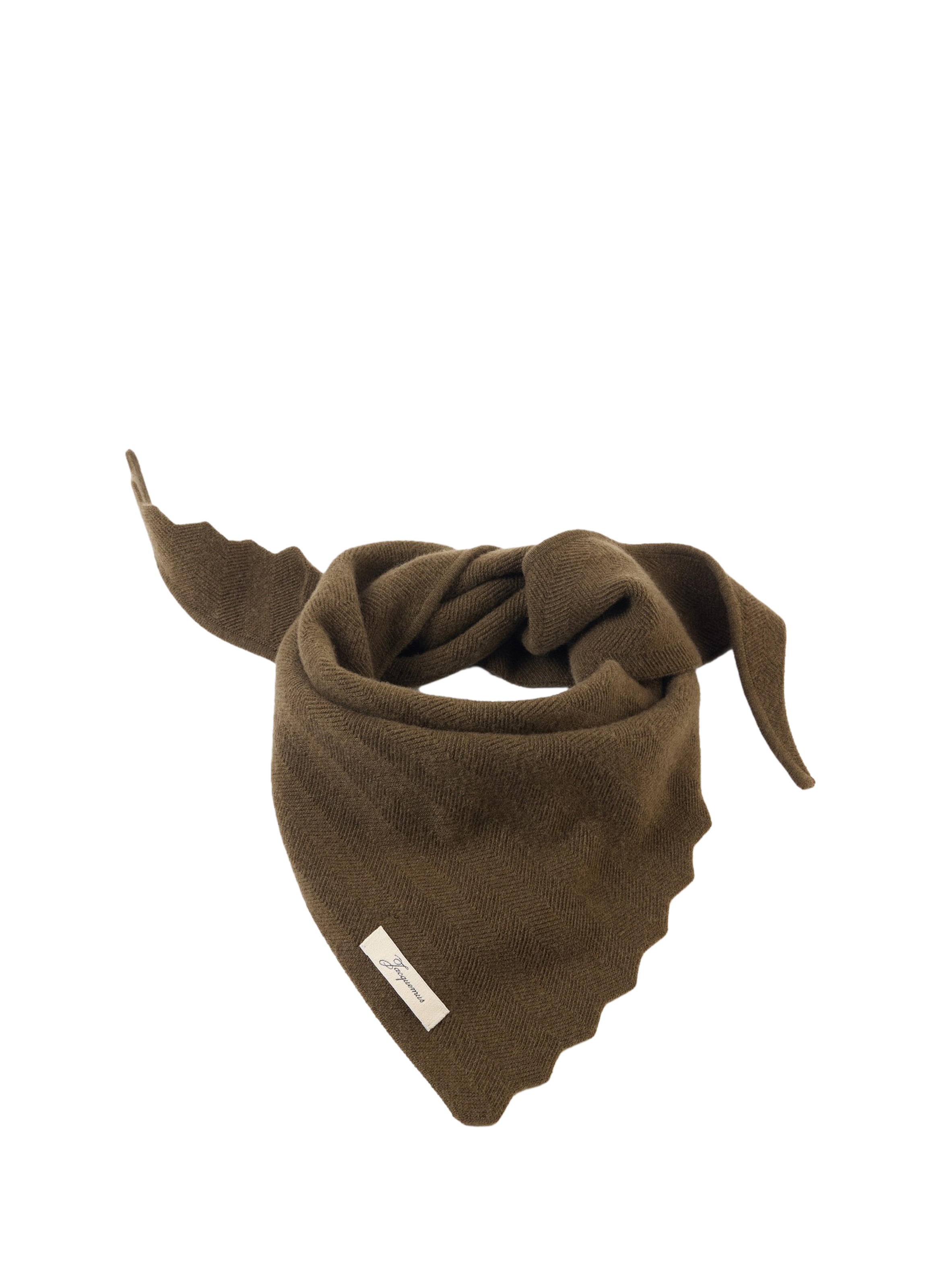 Le châle Chevron en laine vierge et cachemire JACQUEMUS Kaki