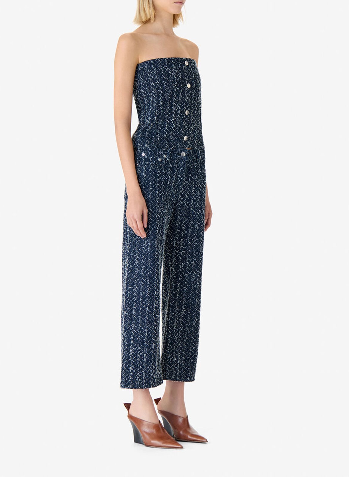 Bustier court boutonné en tweed vanny IRO Bleu