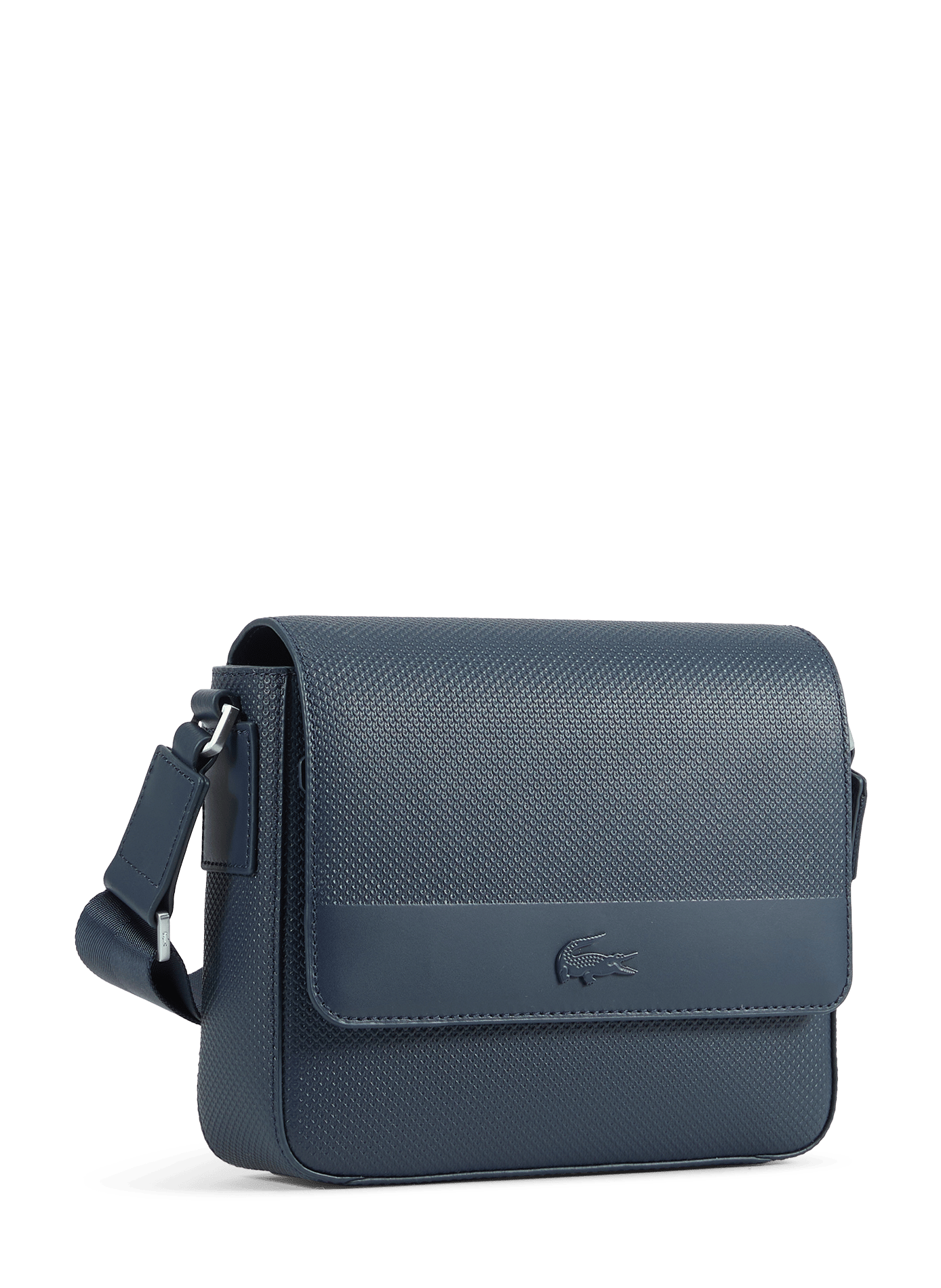 Textured leather shoulder bag LACOSTE Blue