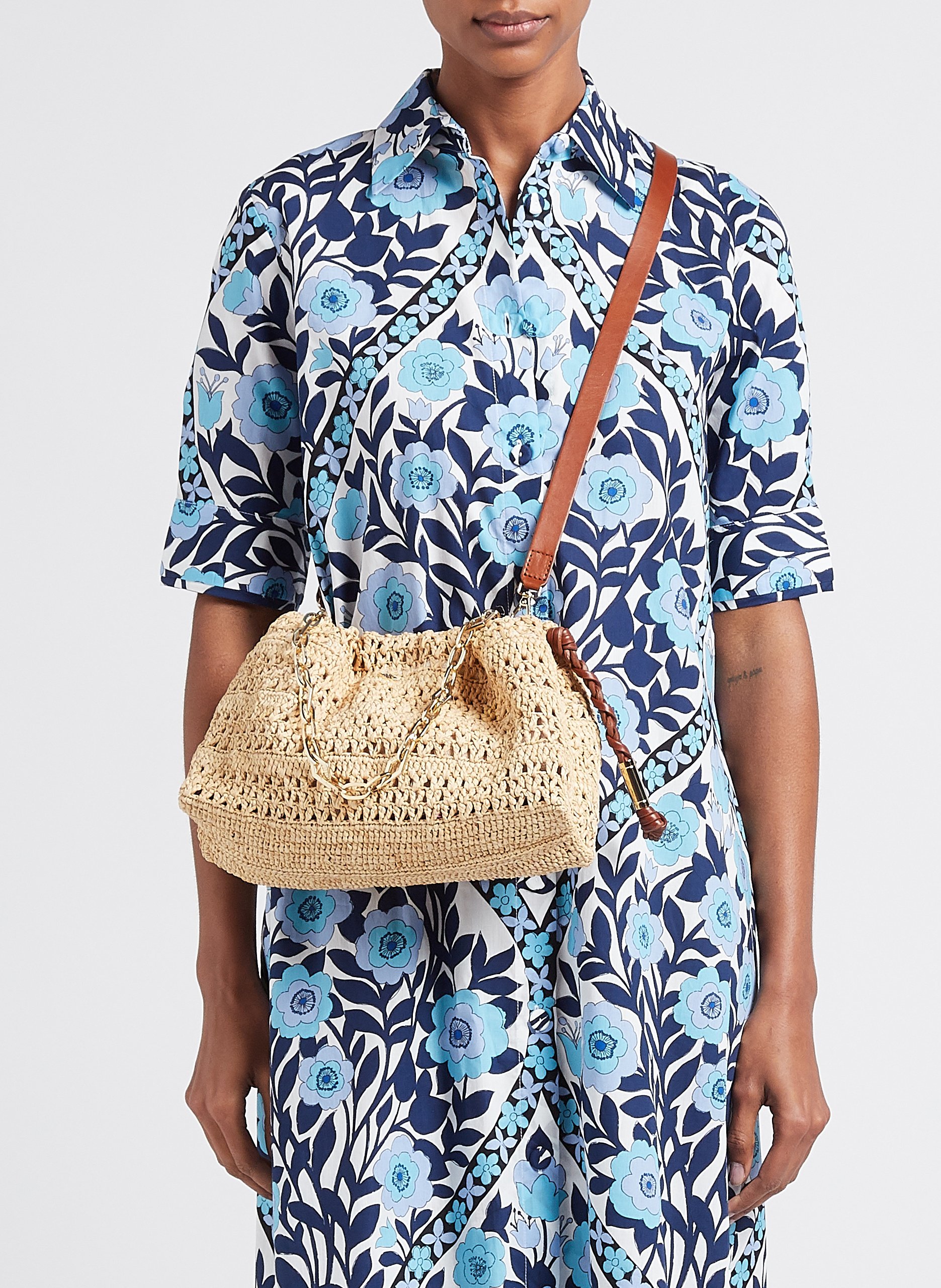 Sac bandoulière en raphia june BA&SH Marron