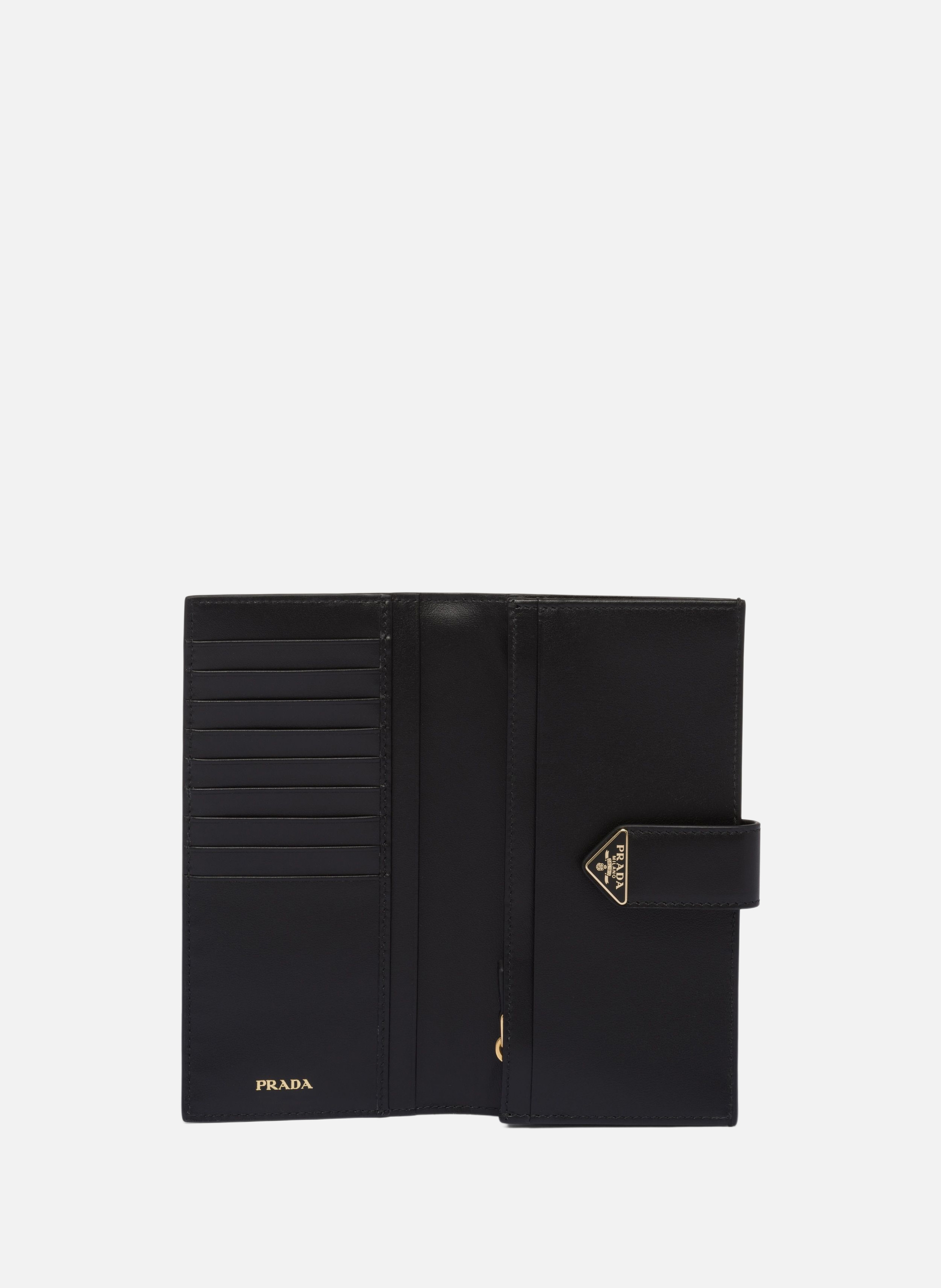 Grand portefeuille en cuir et cuir saffiano PRADA Noir