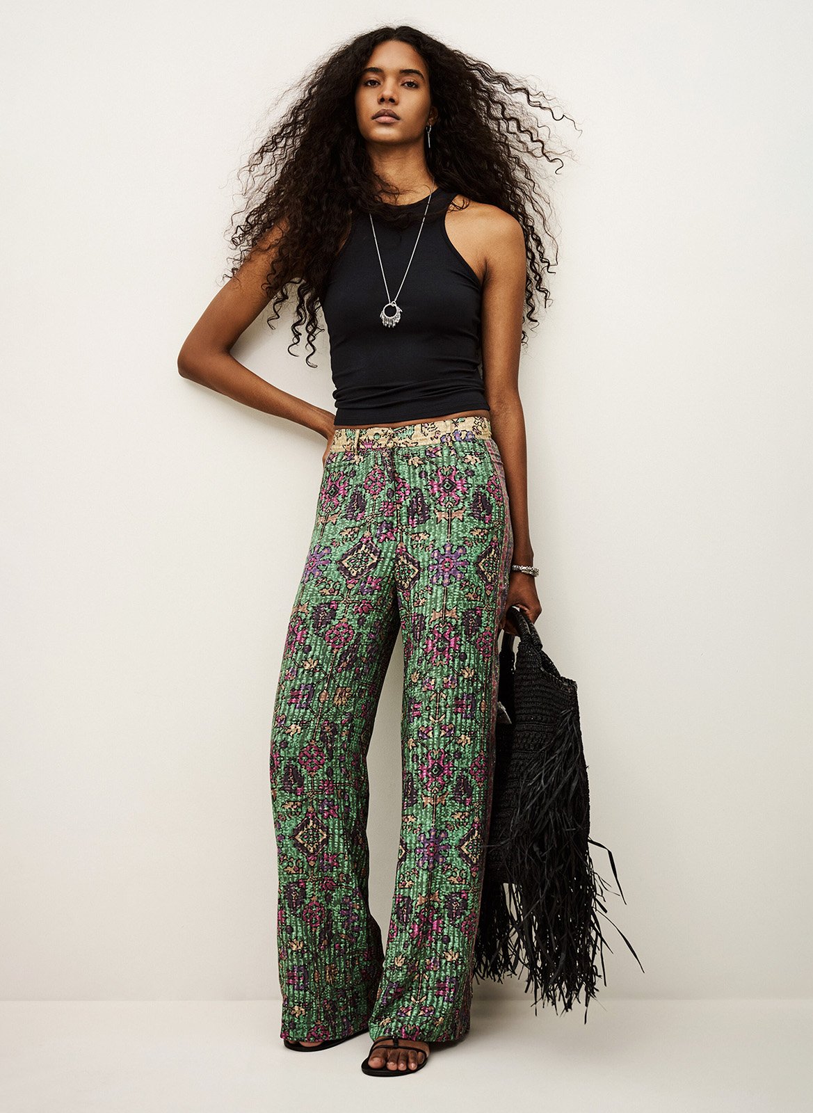 Pantalon large imprimé pali BA&SH Vert