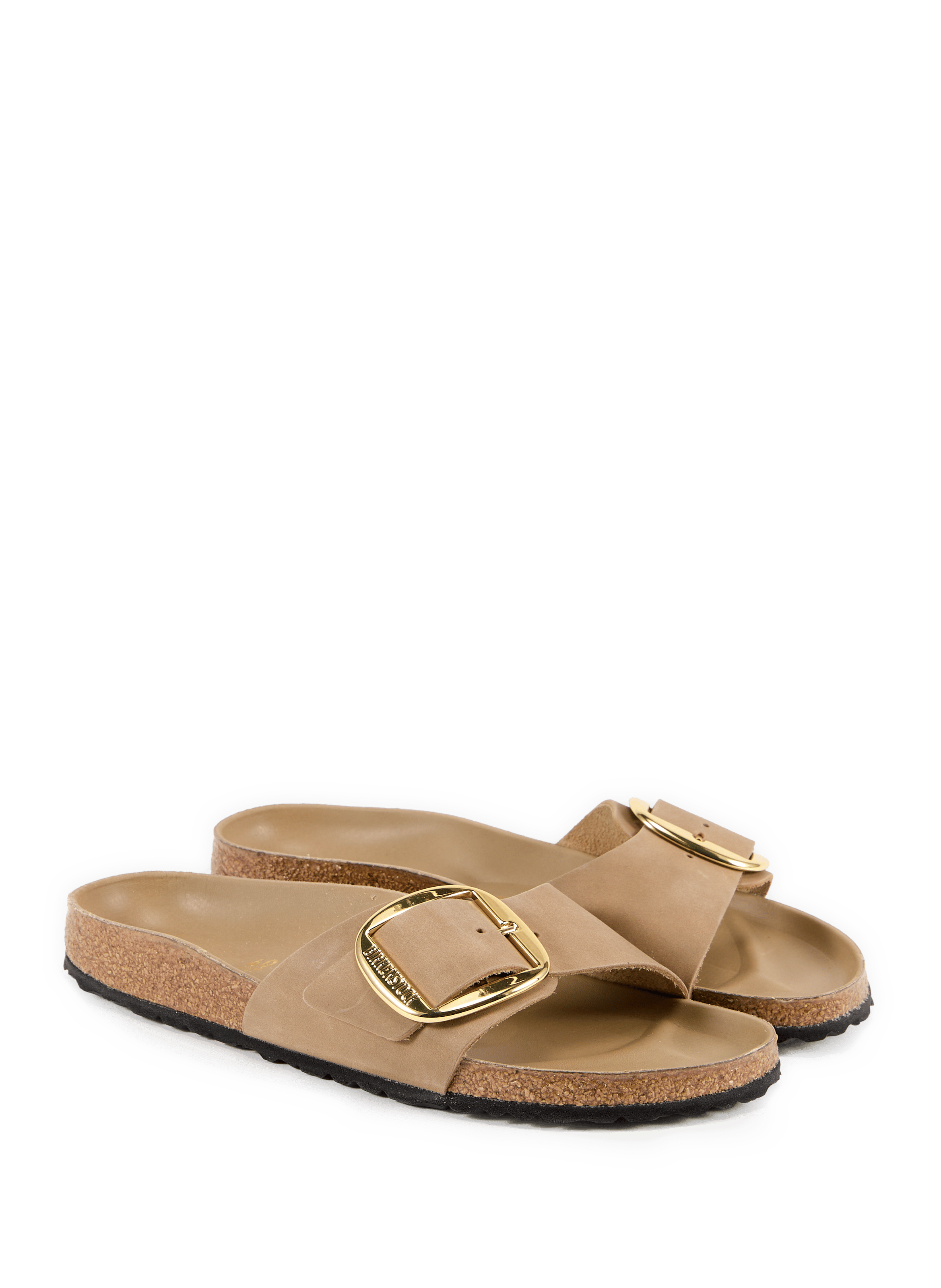 Platte muiltjes Madrid Big Buckle van leer BIRKENSTOCK Bruin