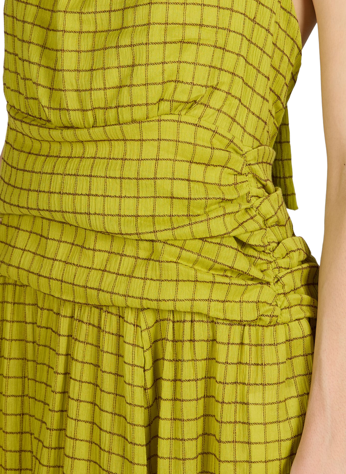 Robe sans manches à carreaux en coton TOPSHOP Marron