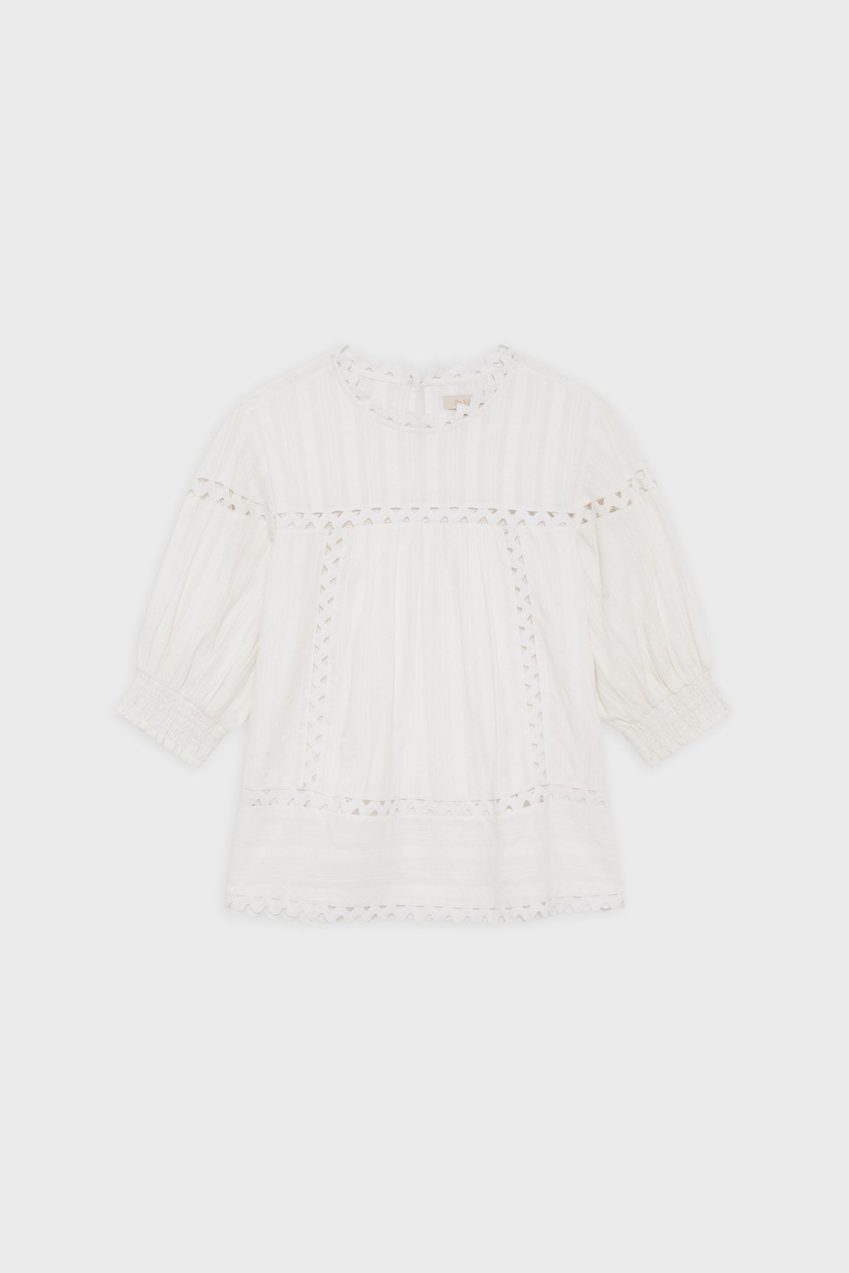 Blouse en coton à broderies - coral Blanc