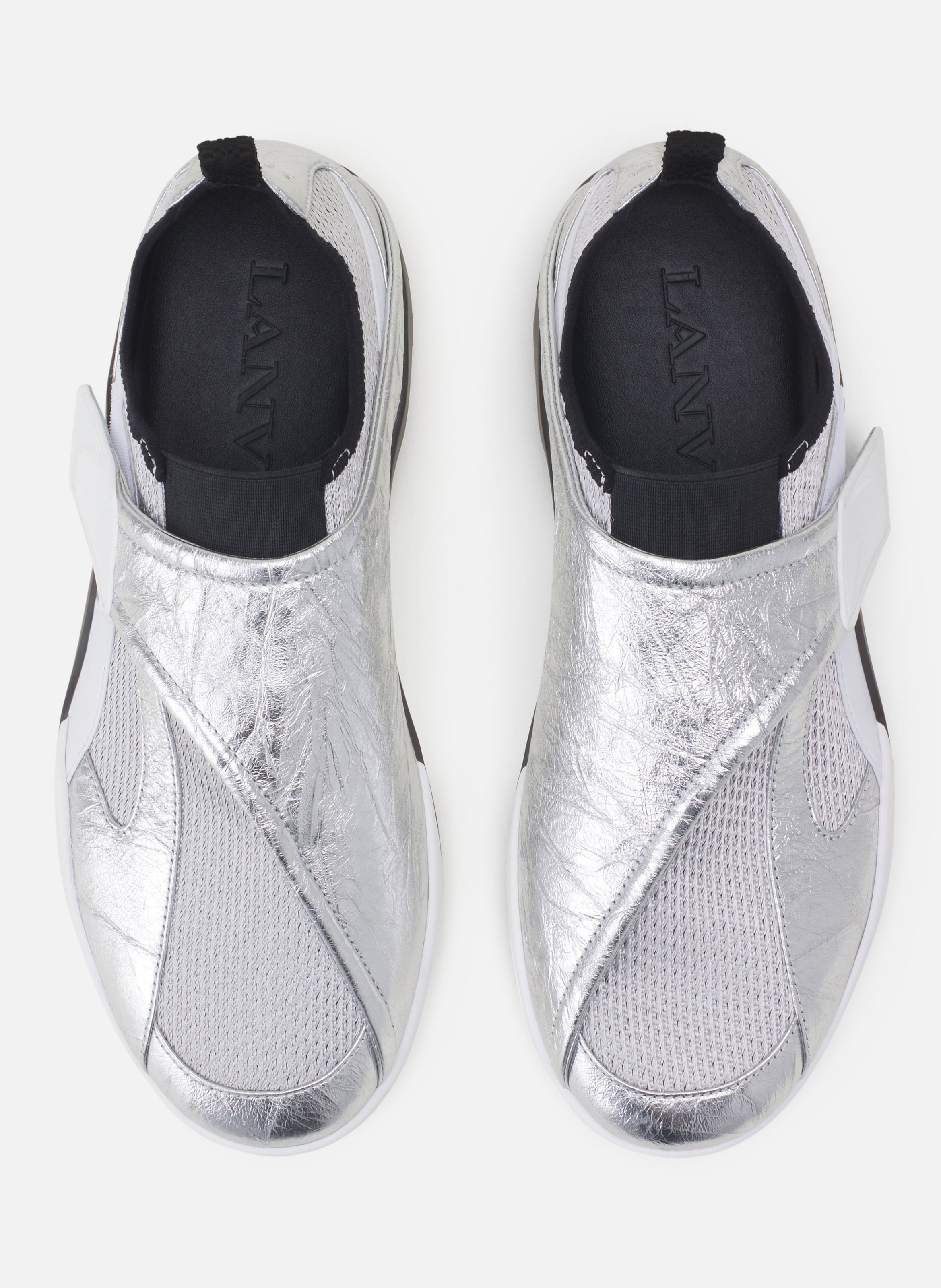 Sneaker lnv1 en cuir metallise froisse LANVIN Noir