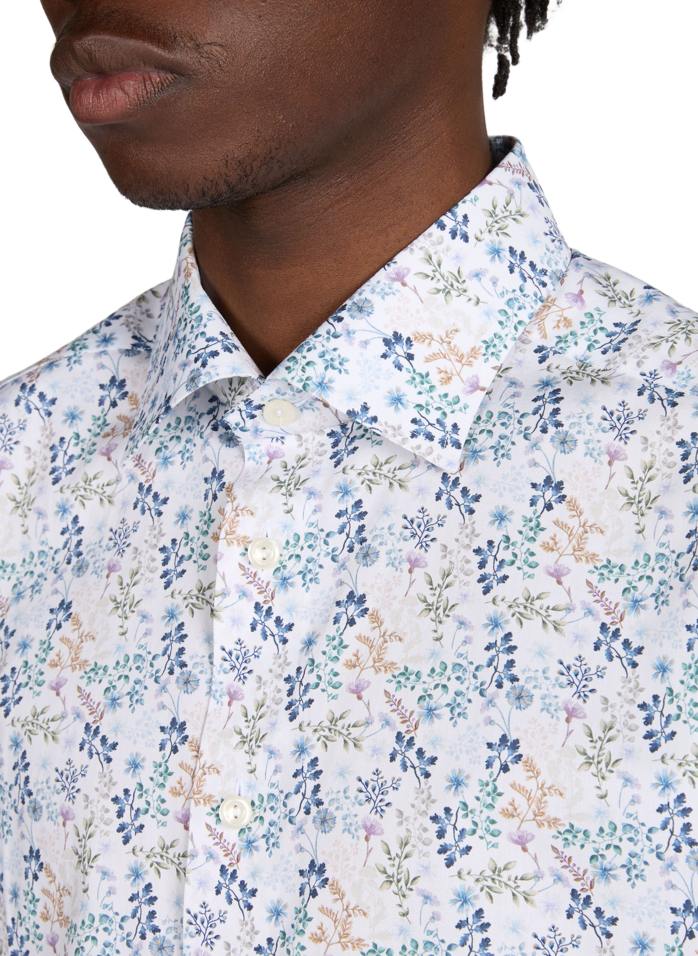 Printed straight cotton shirt ETON Blue