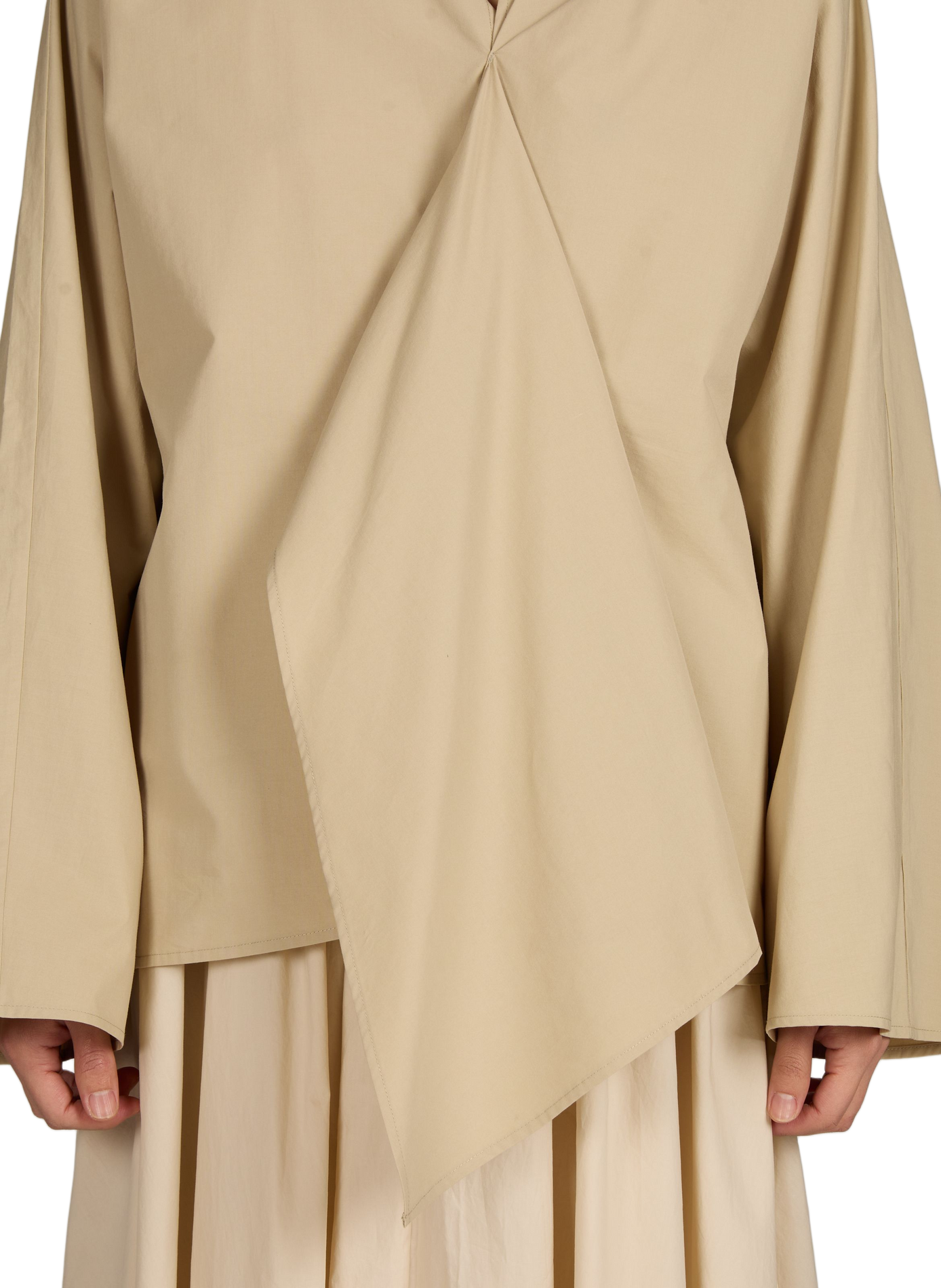 Oversized top with long sleeves in blended cotton and linen VIKTORIA CHAN Beige
