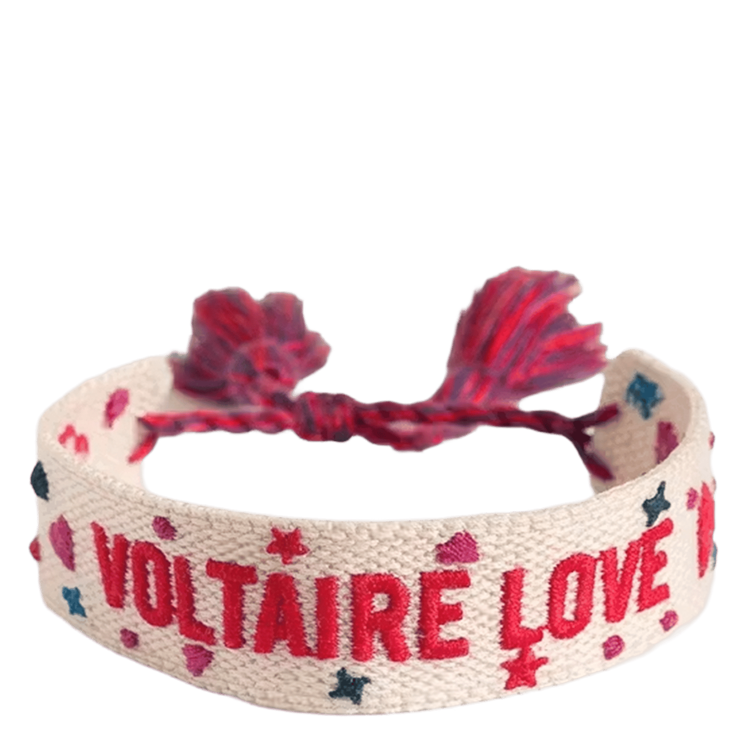 Bracelet brodé ajustable en coton ZADIG&VOLTAIRE Blanc