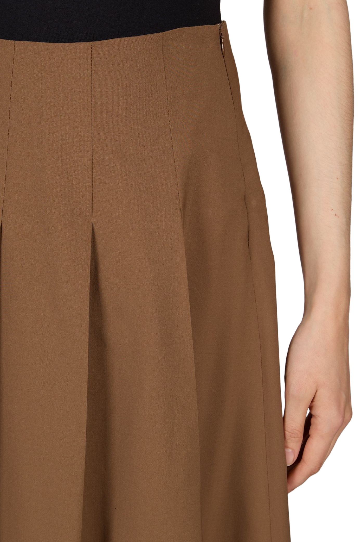 Pleated midi skirt in mixed wool ROHE FRAMES Brown