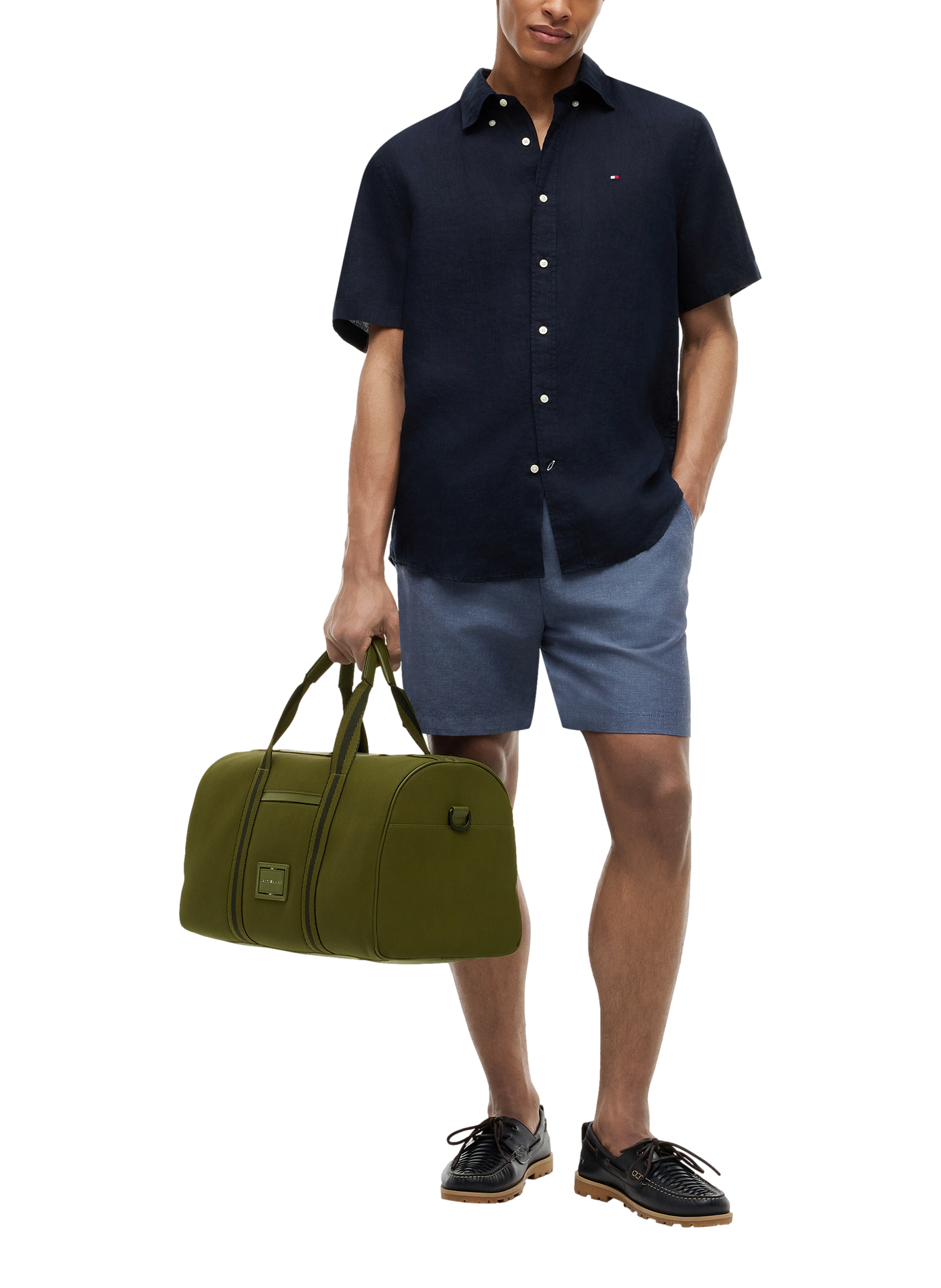 Textured travel bag with embroidered logo TOMMY HILFIGER Khaki