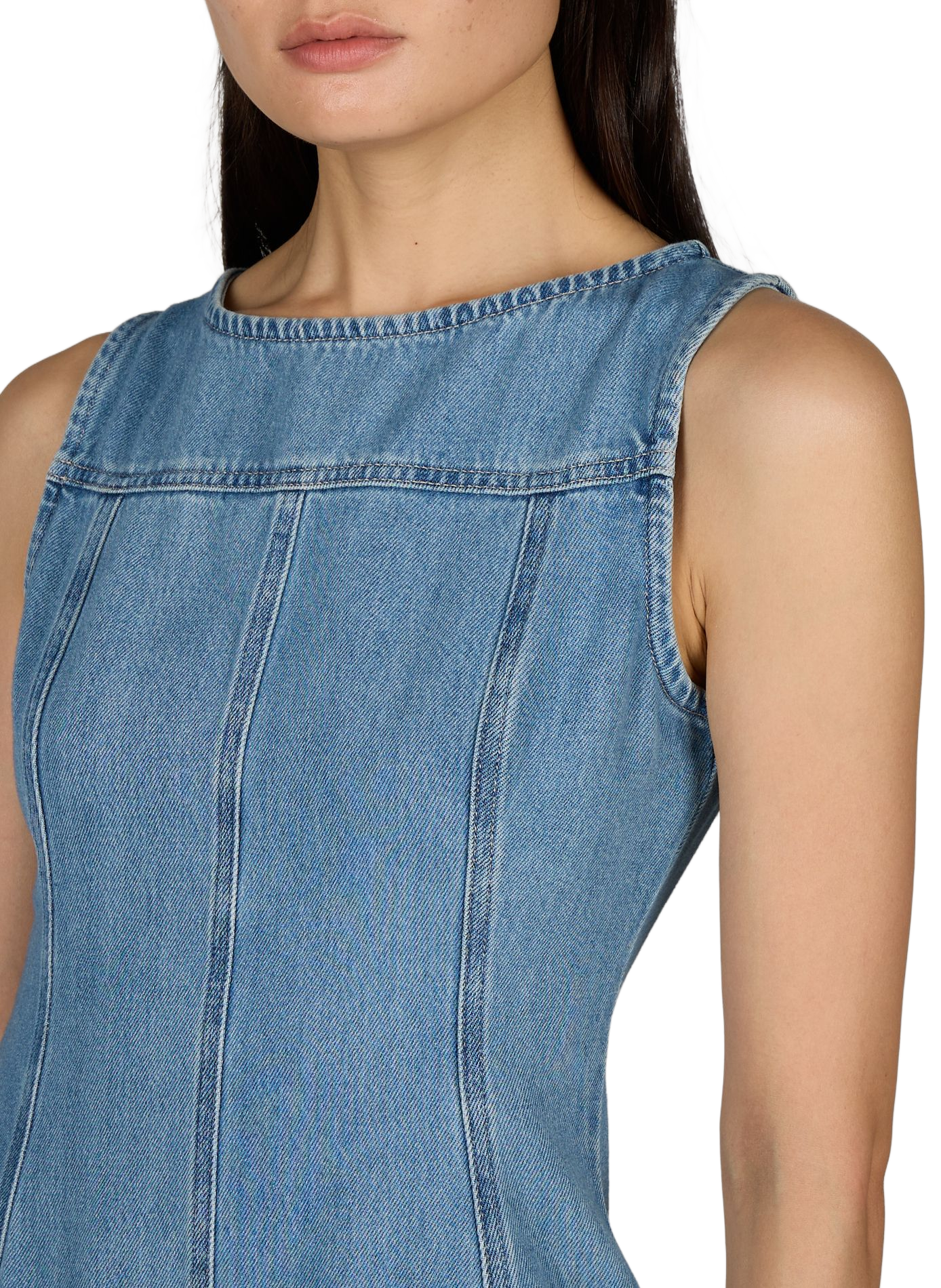 Flared Tselara dress in blended cotton TOPSHOP Blue