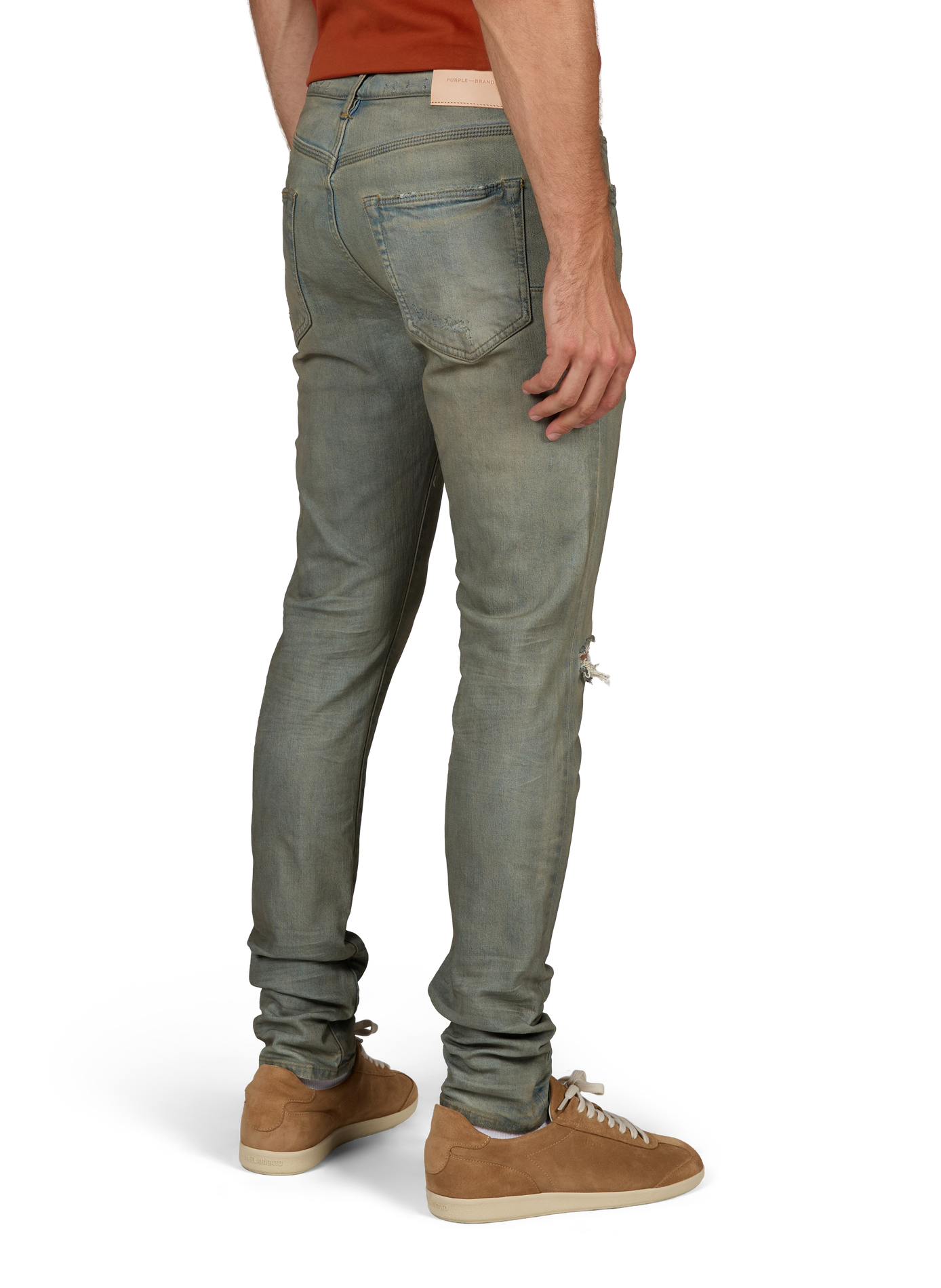 Ripped slim fit jeans in blended cotton PURPLE BRAND Blue