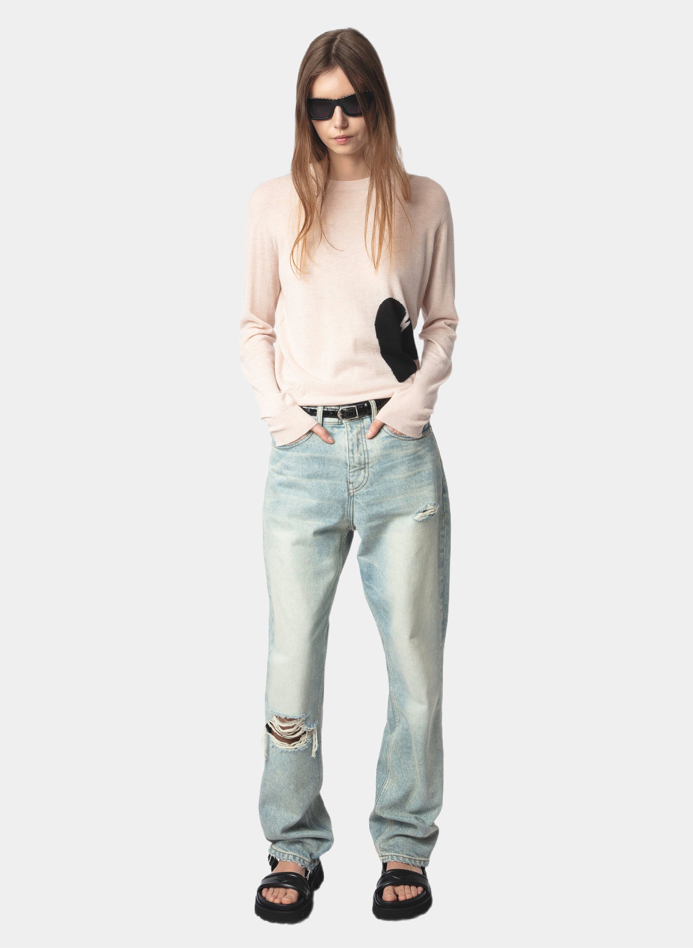Pull droit imprimé en cachemire pravis ZADIG&VOLTAIRE Rose