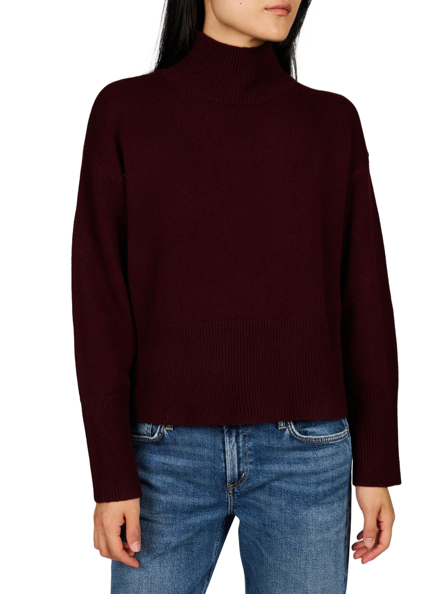 Wollpullover mit Stehkragen aus Merinowolle SUNCOO Violett