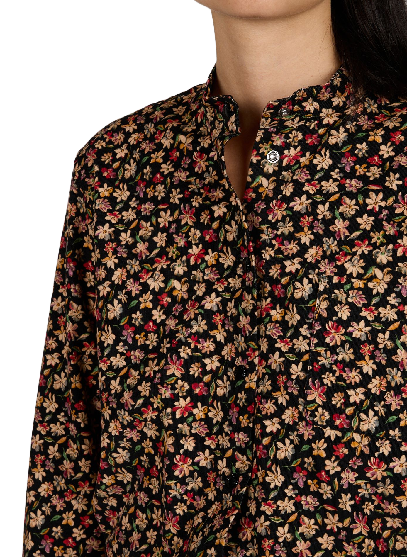Chemise droite à motif fleuri en coton MONCLER Noir