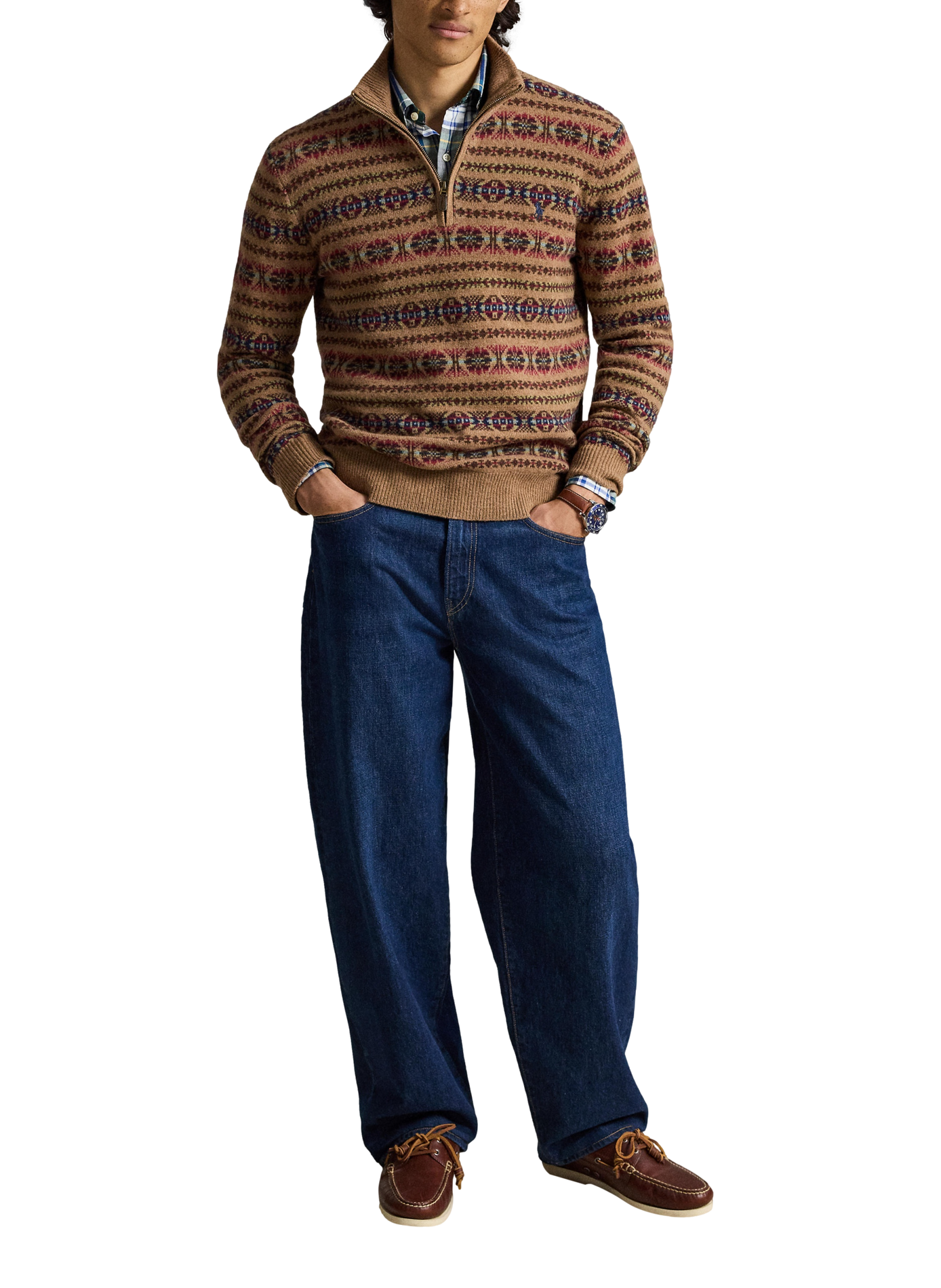 Sweat droit col camionneur imprimé en laine POLO RALPH LAUREN Multicolore