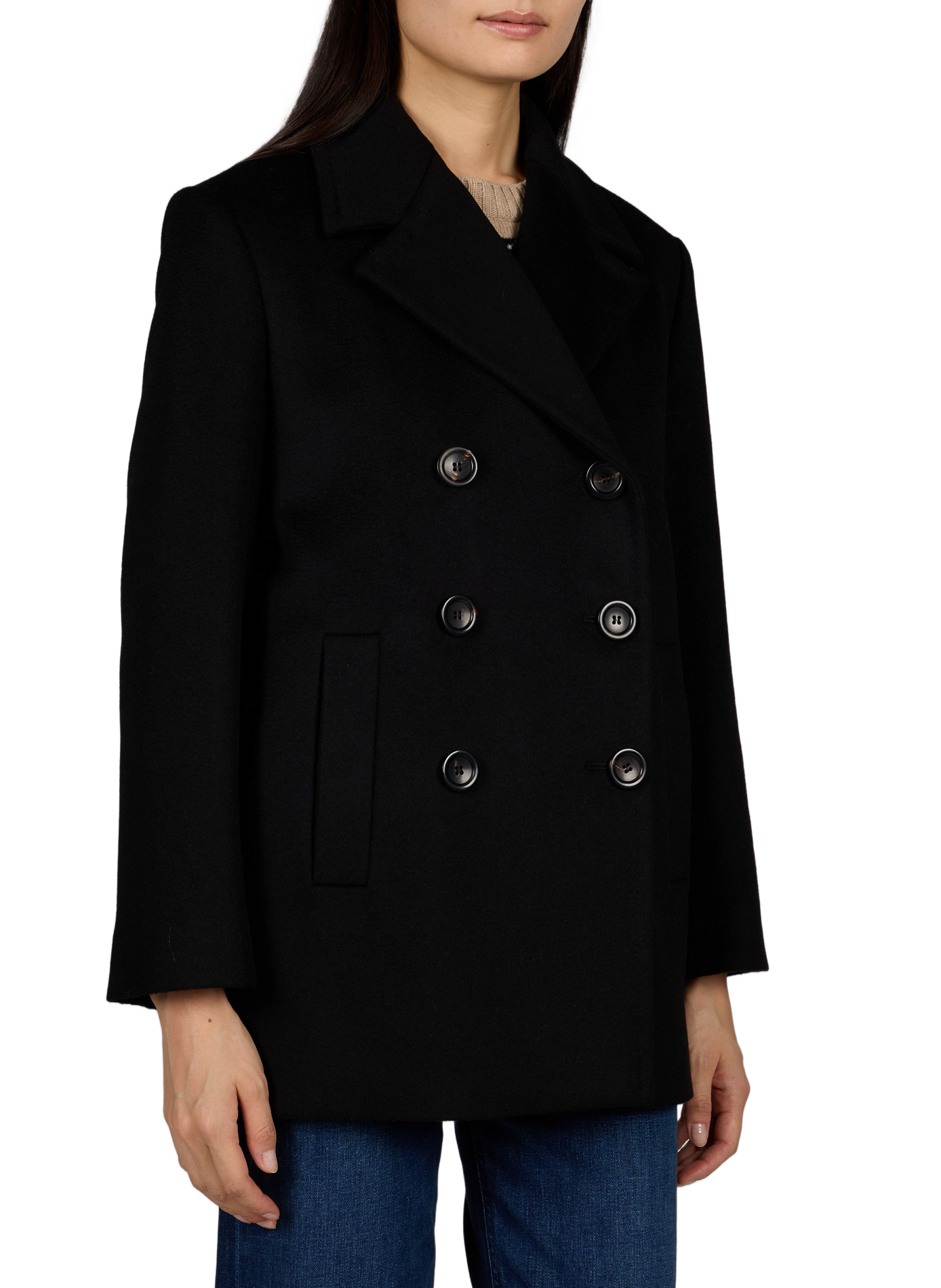 Straight buttoned wool jacket MAX MARA STUDIO Black