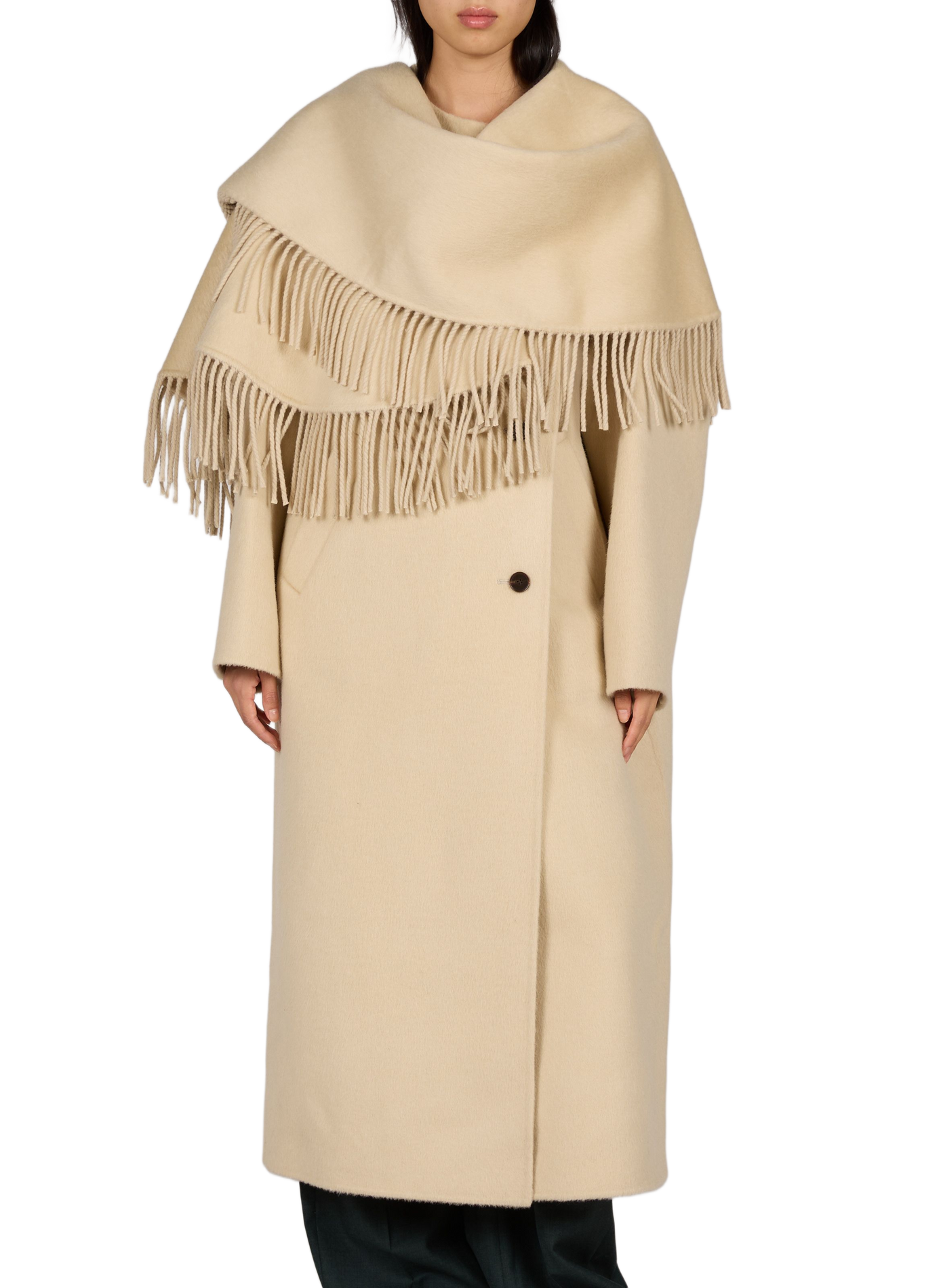 Double-faced wool and alpaca fringe coat ROHE FRAMES Beige