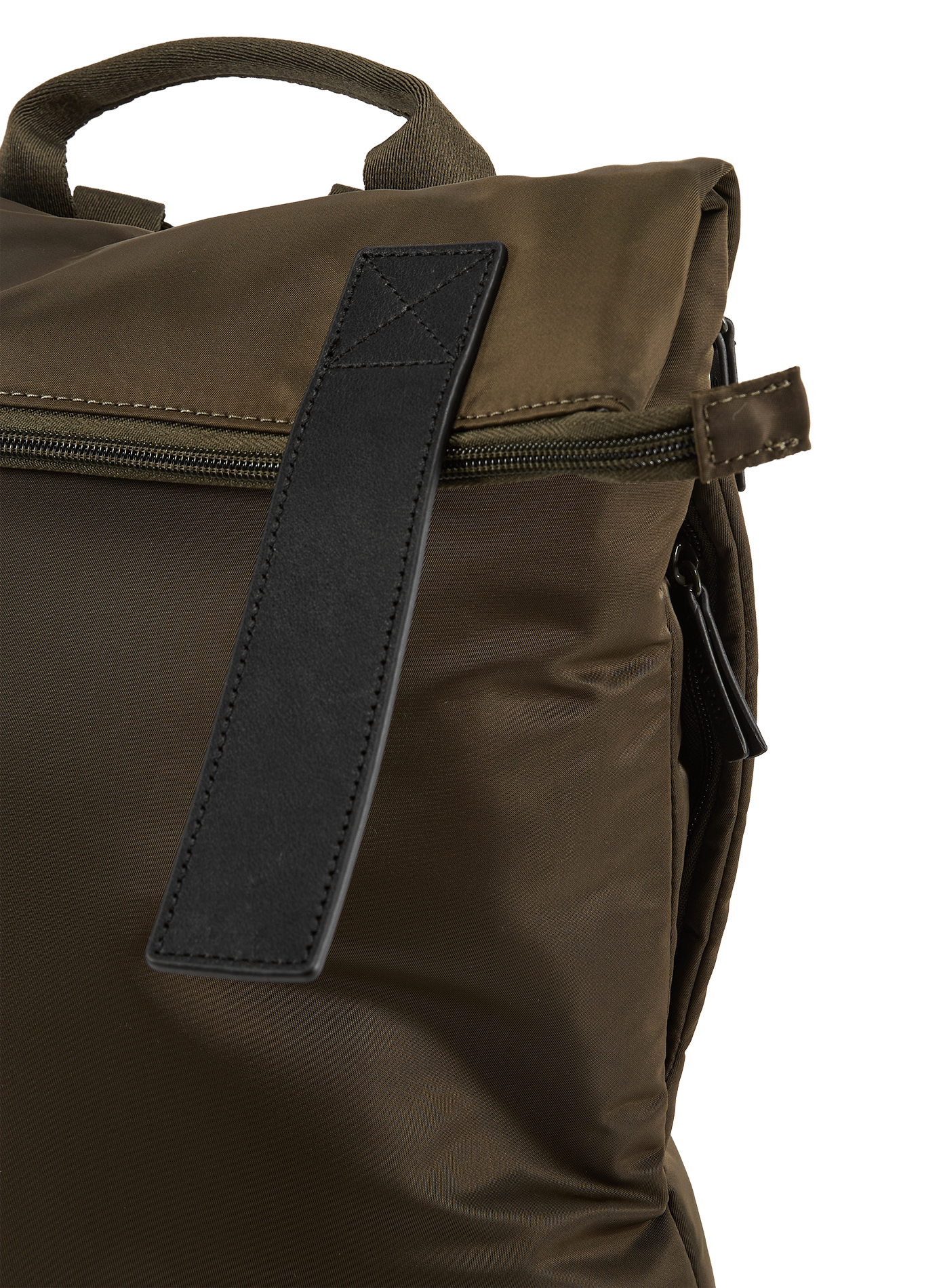 Nylon and Saffiano leather backpack TUCANO Khaki